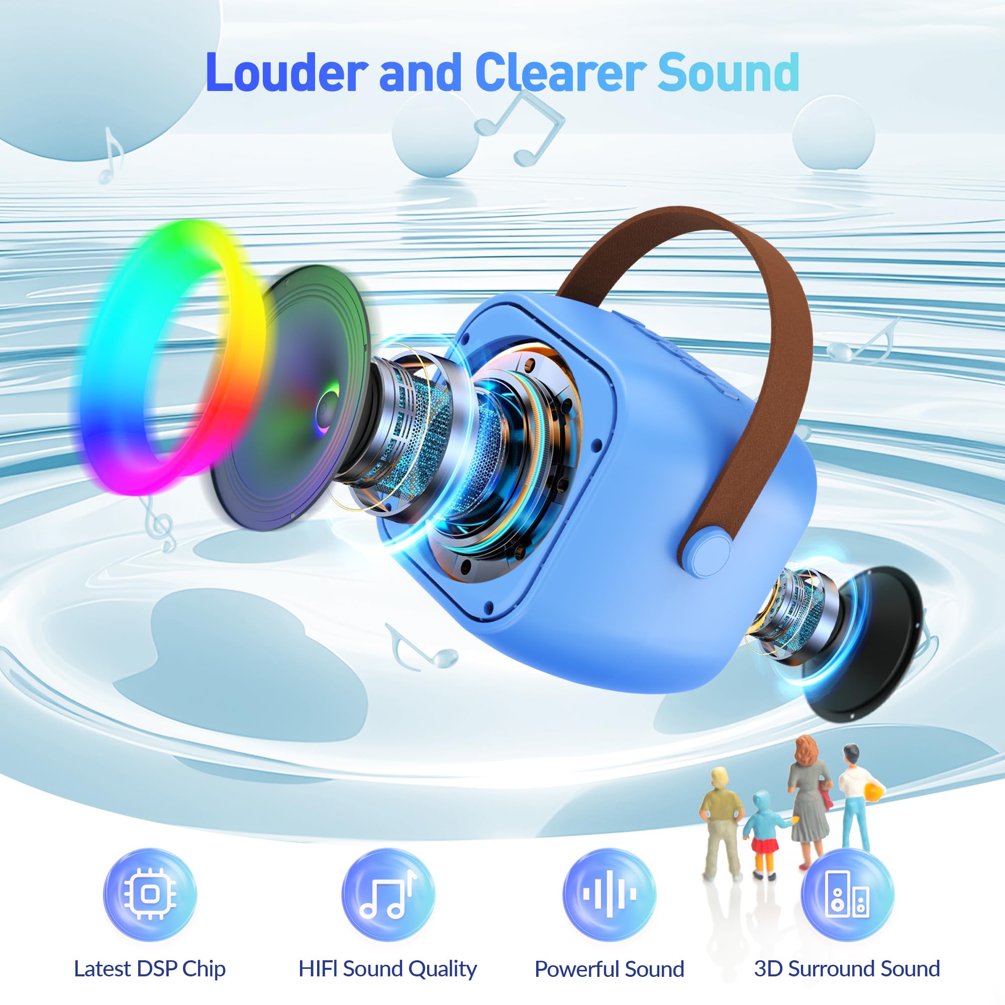 Mini Karaoke Machine, Portable Bluetooth Karaoke Speaker with 2 Wireless Microphones and Party Lights for Kids and Adults, Birthday Gifts for Girls Boys Family Home Party