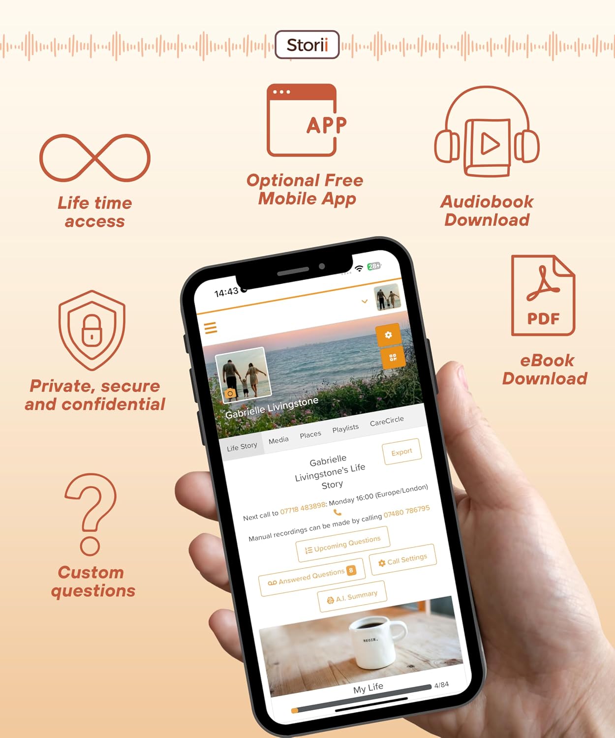 Storii - Record Your Life Story: Guided Voice Journal & Audio Memoir - A Unique Way to Share Your Story - 12 Months of Call Prompts & Automatic Transcription - Gift for Mom, Dad, Grandma & Grandpa