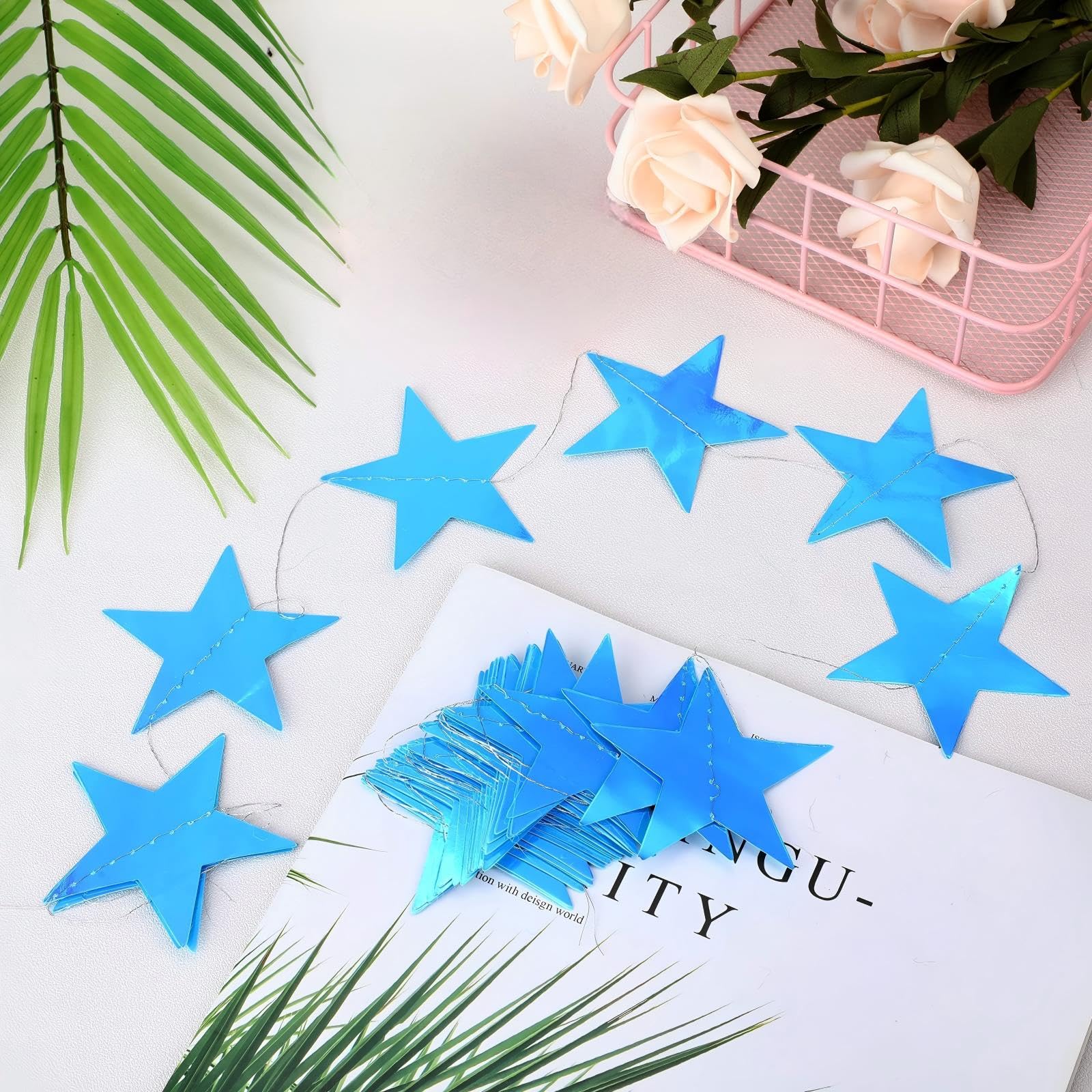 Patelai Glitter Star Garland Banner 2026 Graduation Decor 130 Feet Star Hanging Banner Twinkle Backdrop for Party Birthday Classroom Wedding Supplies(Gold)