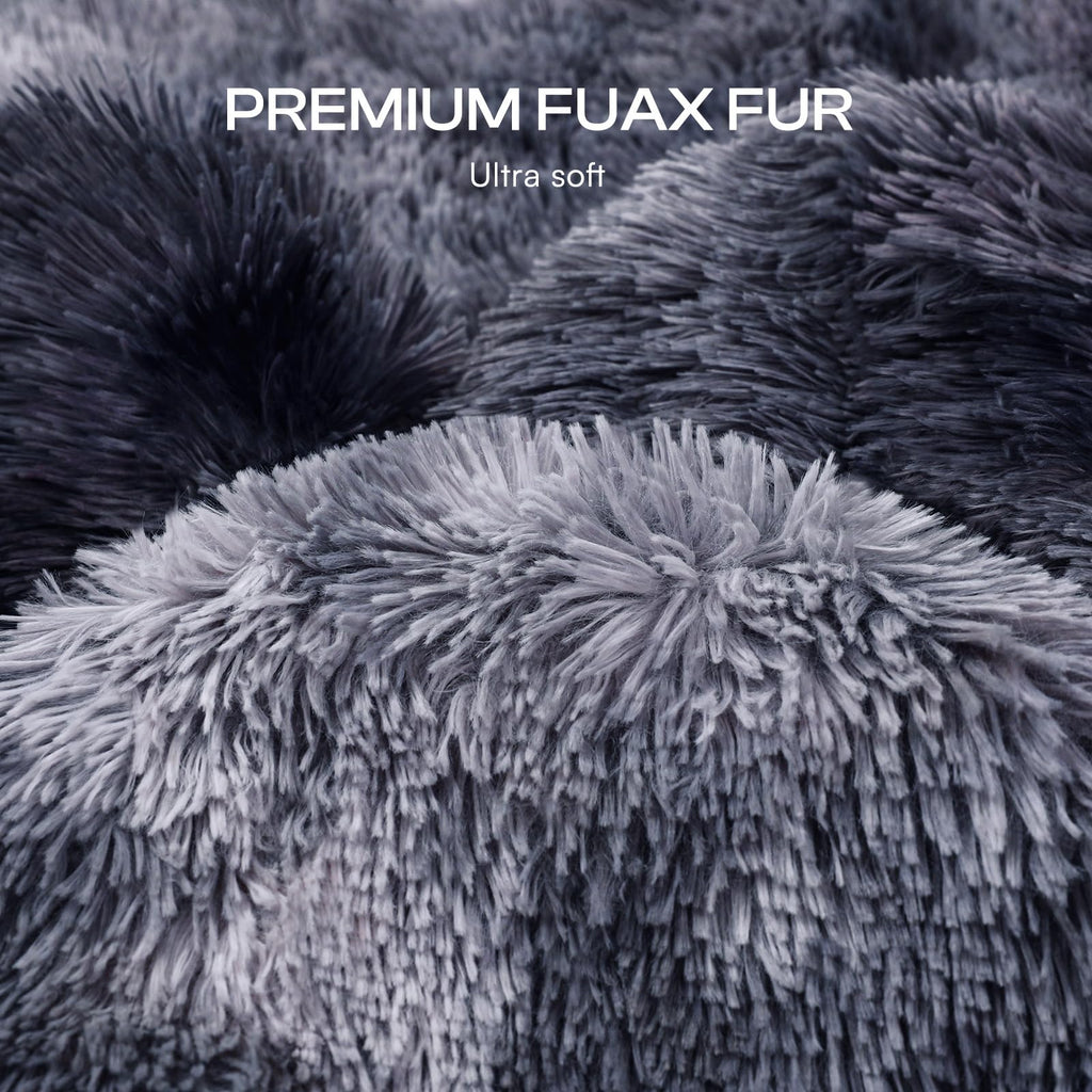 Luciphia Large Waterproof Dog Blanket for Pet Washable Liquid Proof Bed Intimacy Protection Shaggy Plush Calming Long Faux Fur Couch Cover Calming Cat Throw Blankets, Tie-dye Grey, 50" x 60"