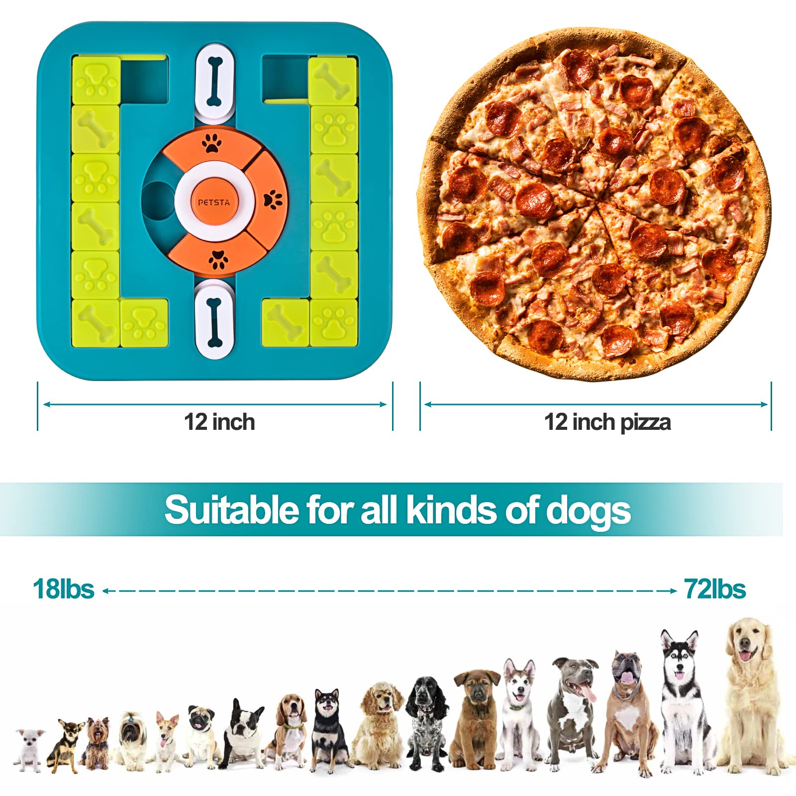 PETSTA Dog Puzzle Toys, Treat Dispensing Dog Enrichment Toys for IQ Training and Brain Stimulation, Interactive Mentally Stimulating Toys as Gifts for Puppies, Cats, Dogs