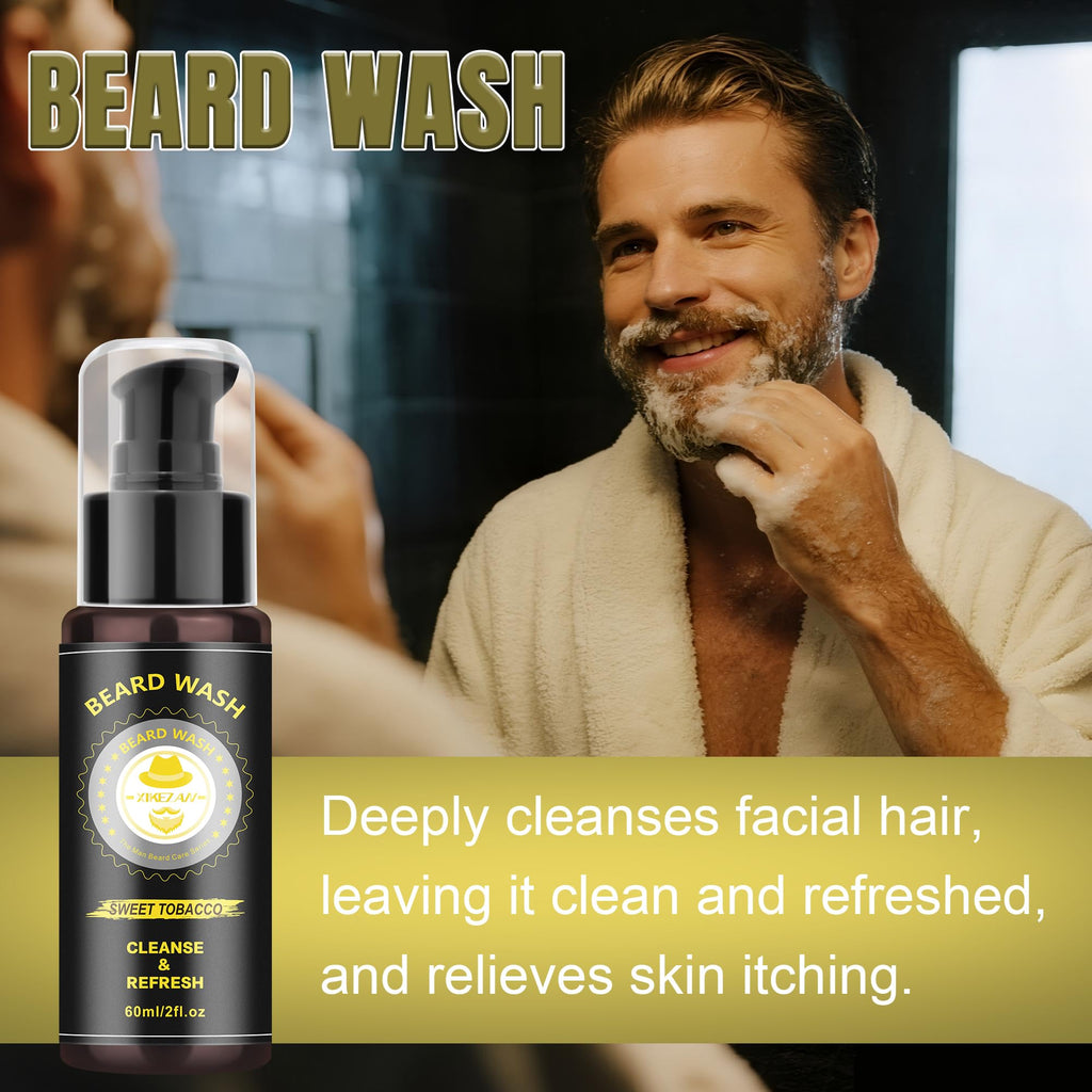 XIKEZAN Fathers Day Gifts for Dad Husband,Beard Kit for Men Grooming & Care w/Beard Conditioner, Wash,Oil,Balm,Birthday Valentines Easter Gifts for Mens Him Boyfriend Christmas Stocking Stuffers