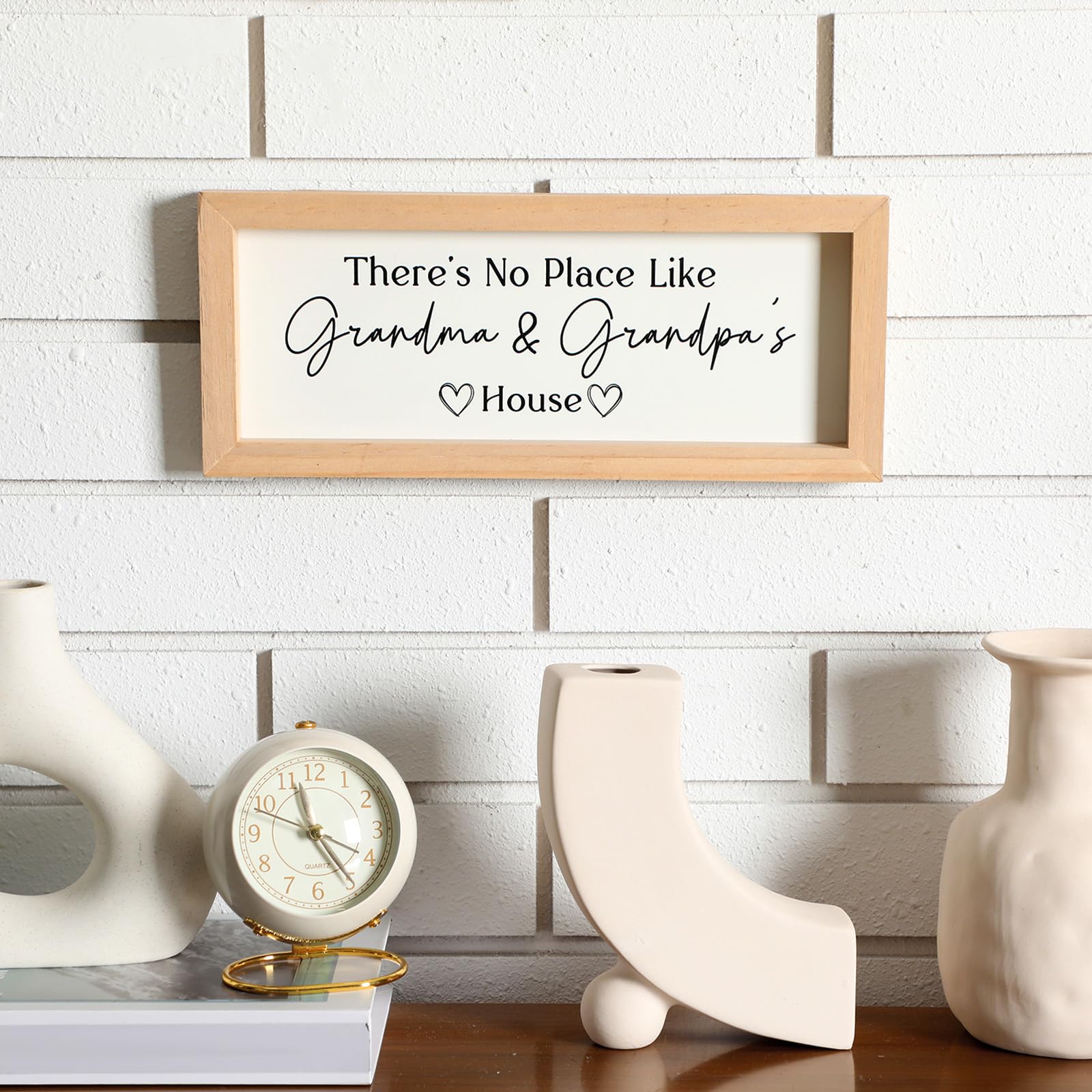 Yousoontic Grandparents Gift from Grandkids There's No Place Like Grandma & Grandpa's House Wooden Sign Farmhouse Home Decor for Birthday Christmas Thanksgiving Gift(Dark Brown,11.8 Inch)