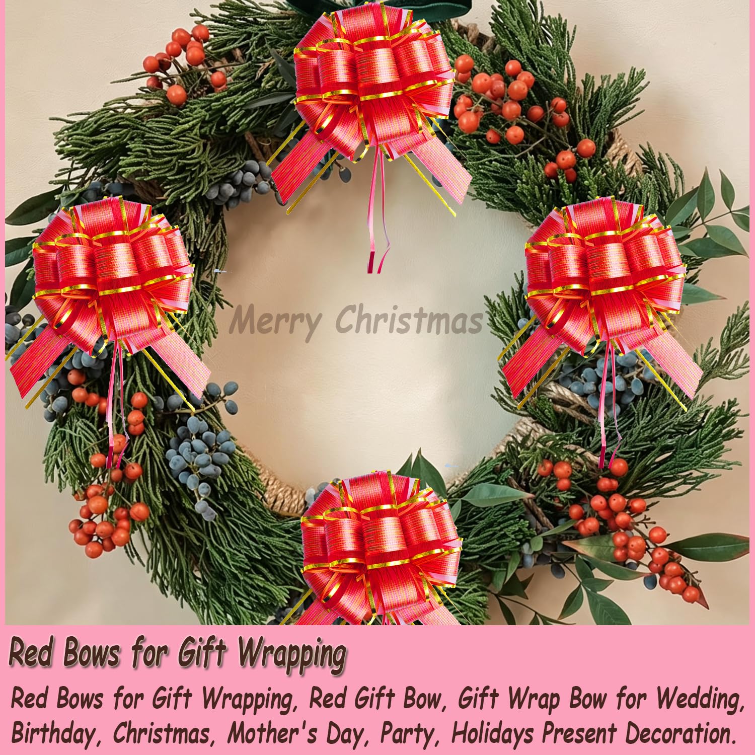 6 PCS Large Pull Bows, Gift Wrapping Bows, Gift Wrapping Ribbon Pull Bows Gift Bows for Wedding, Birthday, Christmas, Valentine's Day, Gift Baskets, Party, Presents Decor, Holiday Decor (Blue)