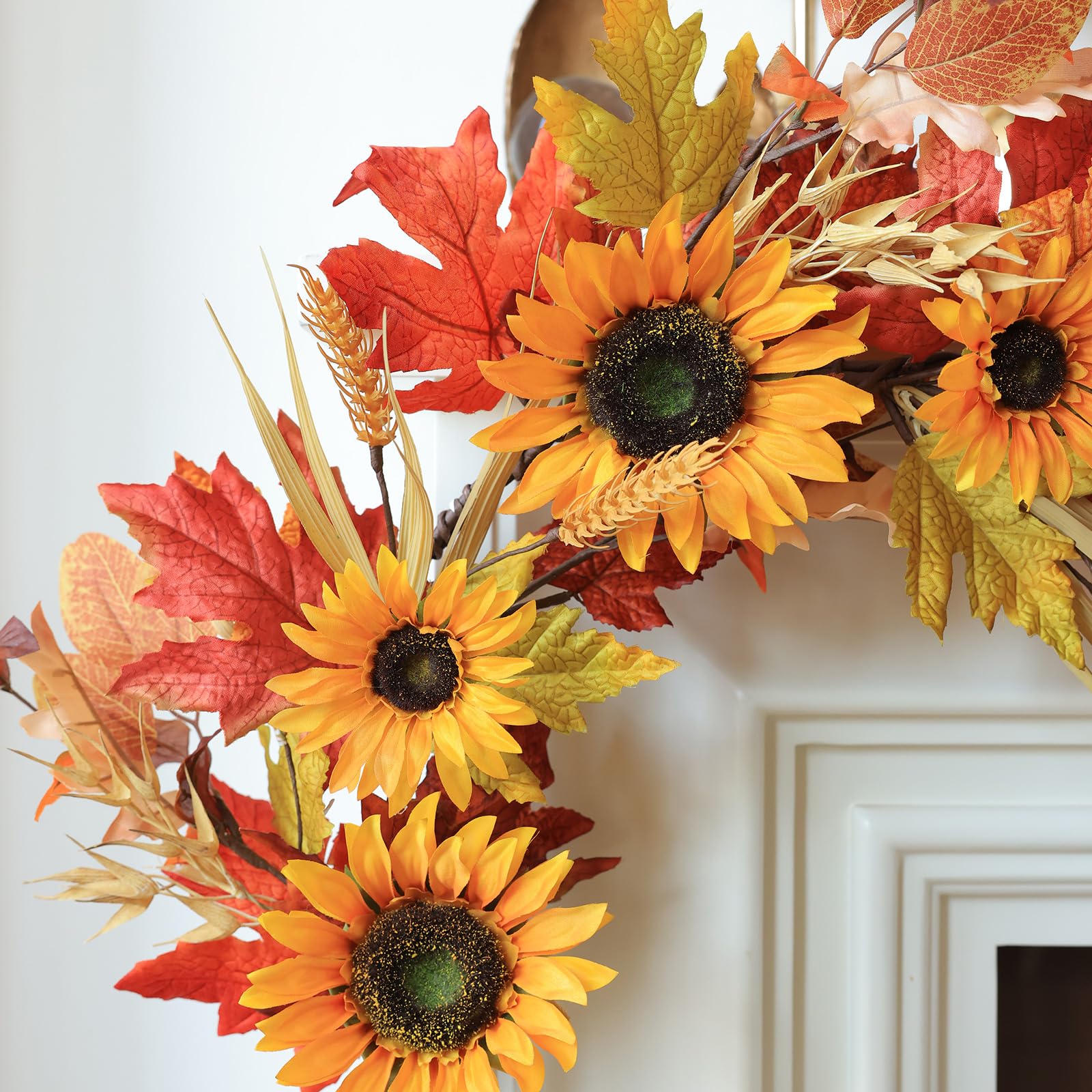 Mizii Artificial Sunflower Garland 6FT Fake Silk Sunflowers Flower Garland Autumn Hanging Vines Decorations for Kitchen Table Centerpieces Room Wall Party Wedding Birthday Fall Decor (Orange)