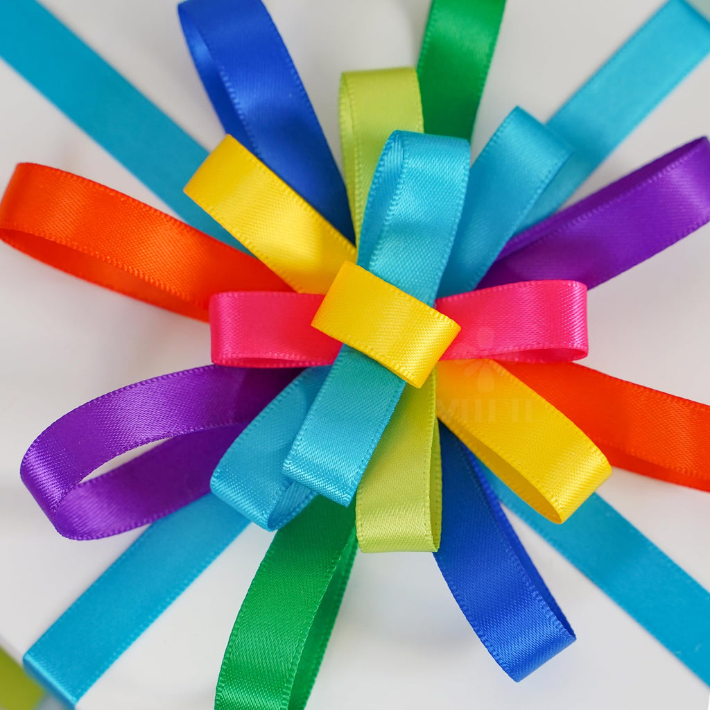 MEEDEE 3/8 Inch Satin Ribbon Set – 10 Rolls Rainbow Double Face Ribbon for Gift Wrapping, 5 Yards Each (Total 50 Yards), Decorative Ribbon for Presents & Party Favors
