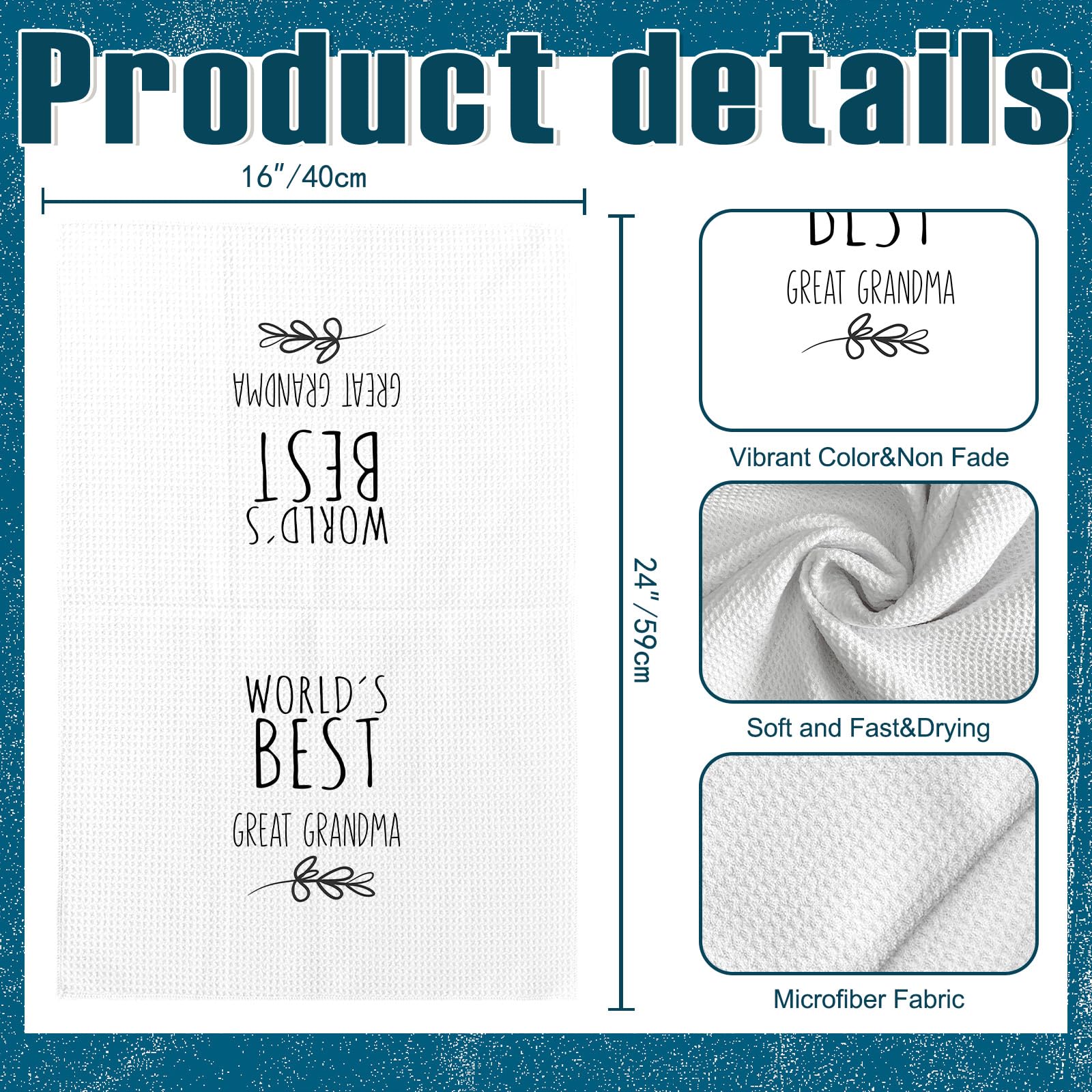 World's Best Grandparents Kitchen Towels, Grandparent Gifts for Grandma Grandpa, Grandparents Gifts from Grandchildren, Father's Day Tea Towels Kitchen Hand Towels 16x24 Inch