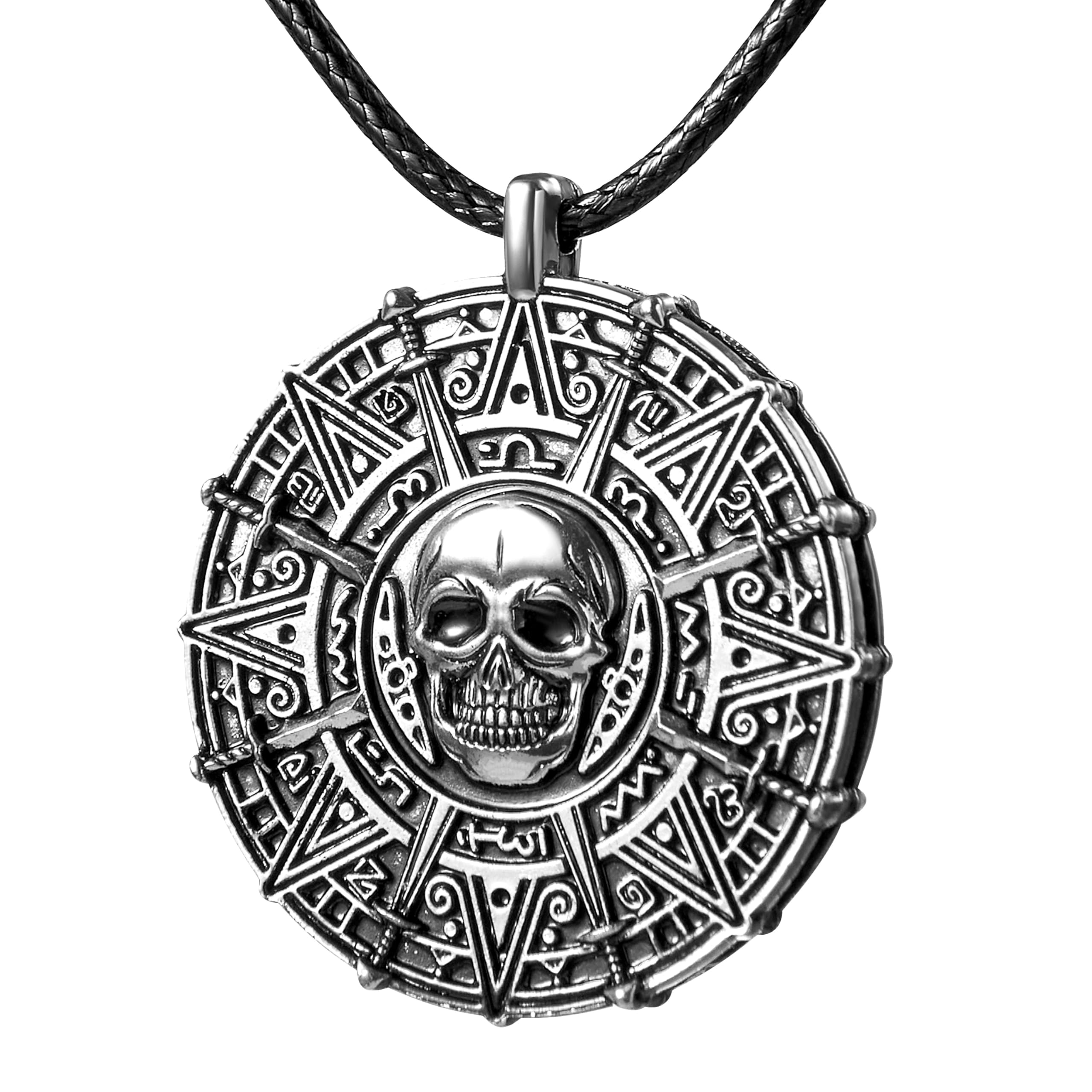 Spooktacular Creations Halloween Pirate Coin Necklace Pirate Skull Necklace Accessories for Men Women Halloween Cosplay, Pirates Costume, Halloween Dress Up Party Favors