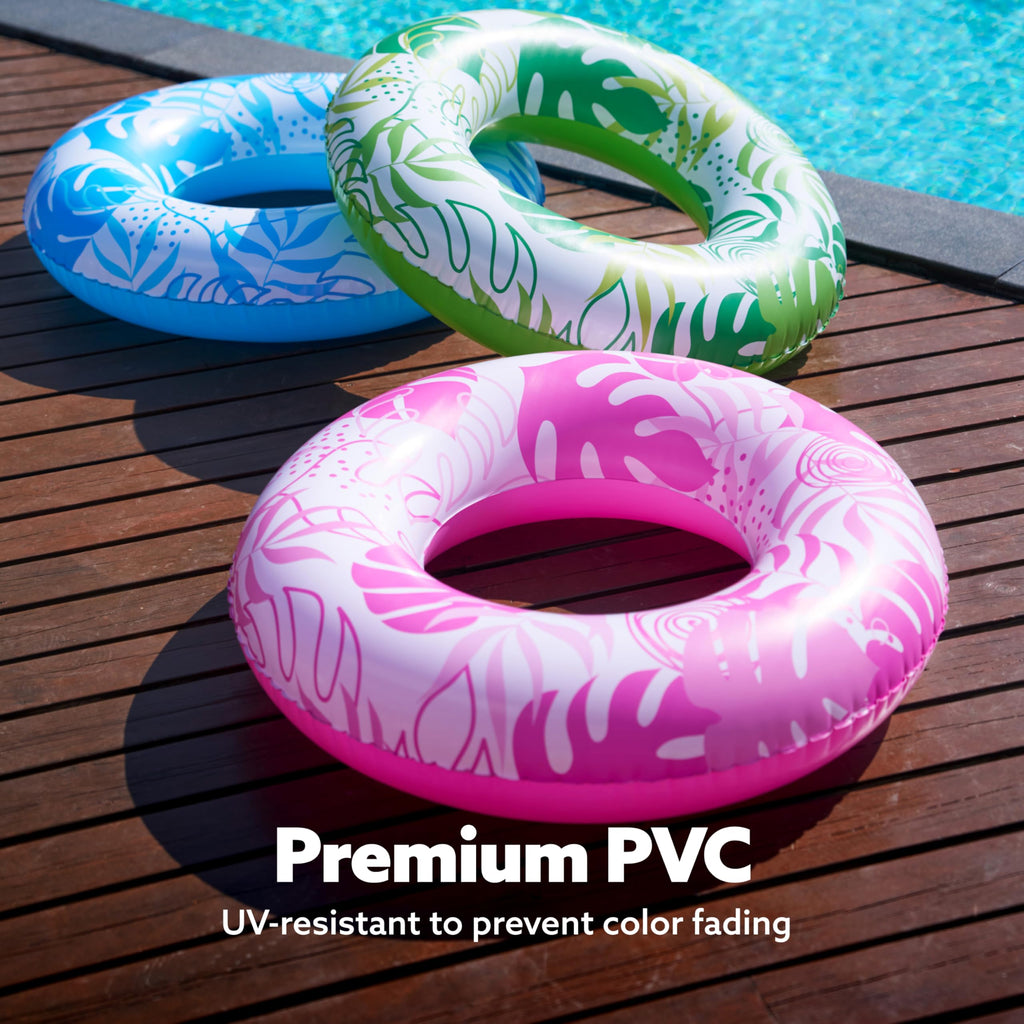 JOYIN Inflatable Swim Tube Raft (3 pack) with Summer Fruits Painting, Pool Toys for Swimming Pool Party Decorations