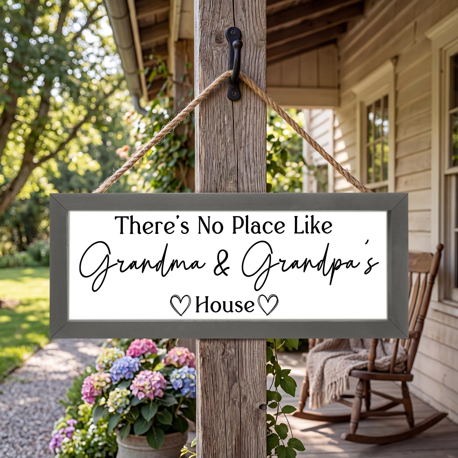 Yousoontic Grandparents Gift from Grandkids There's No Place Like Grandma & Grandpa's House Wooden Sign Farmhouse Home Decor for Birthday Christmas Thanksgiving Gift(Dark Brown,11.8 Inch)