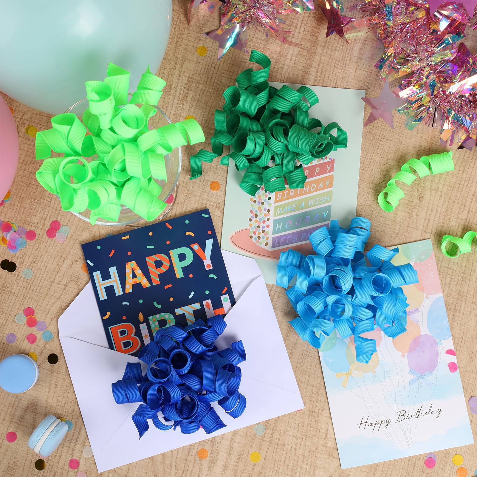 LaRibbon Rainbow Bows - Curly Ribbon Gift Bows, Self Adhesive for Birthday Party, Holiday Party Favors, Gift Wrapping - 6 Counts