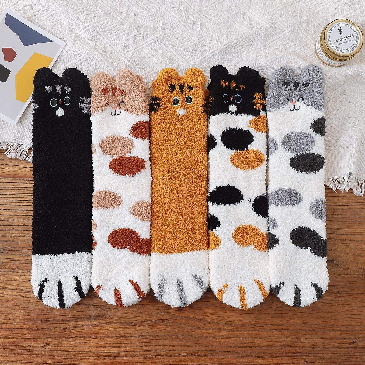 Plush Fuzzy Socks for Women Fluffy Cozy Slipper Socks Fall Thanksgiving Birthday Gifts for Her