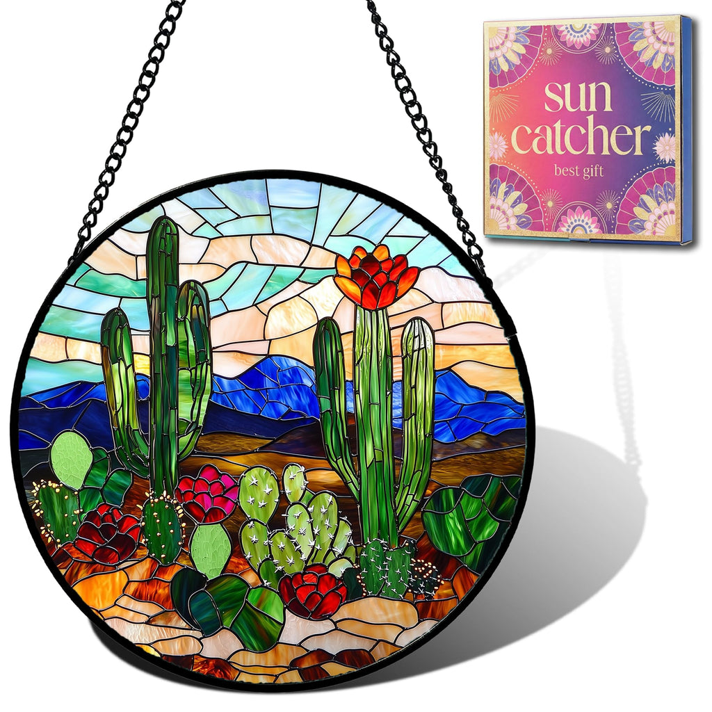 Birthday Gifts for Women - Beach Shell Faux Stained Glass Window Hanging Sun Catcher for Door Garden Acrylic Ocean Decor Mother's Day Christmas for Mom Men Nana Grandma Sisters 6.3"