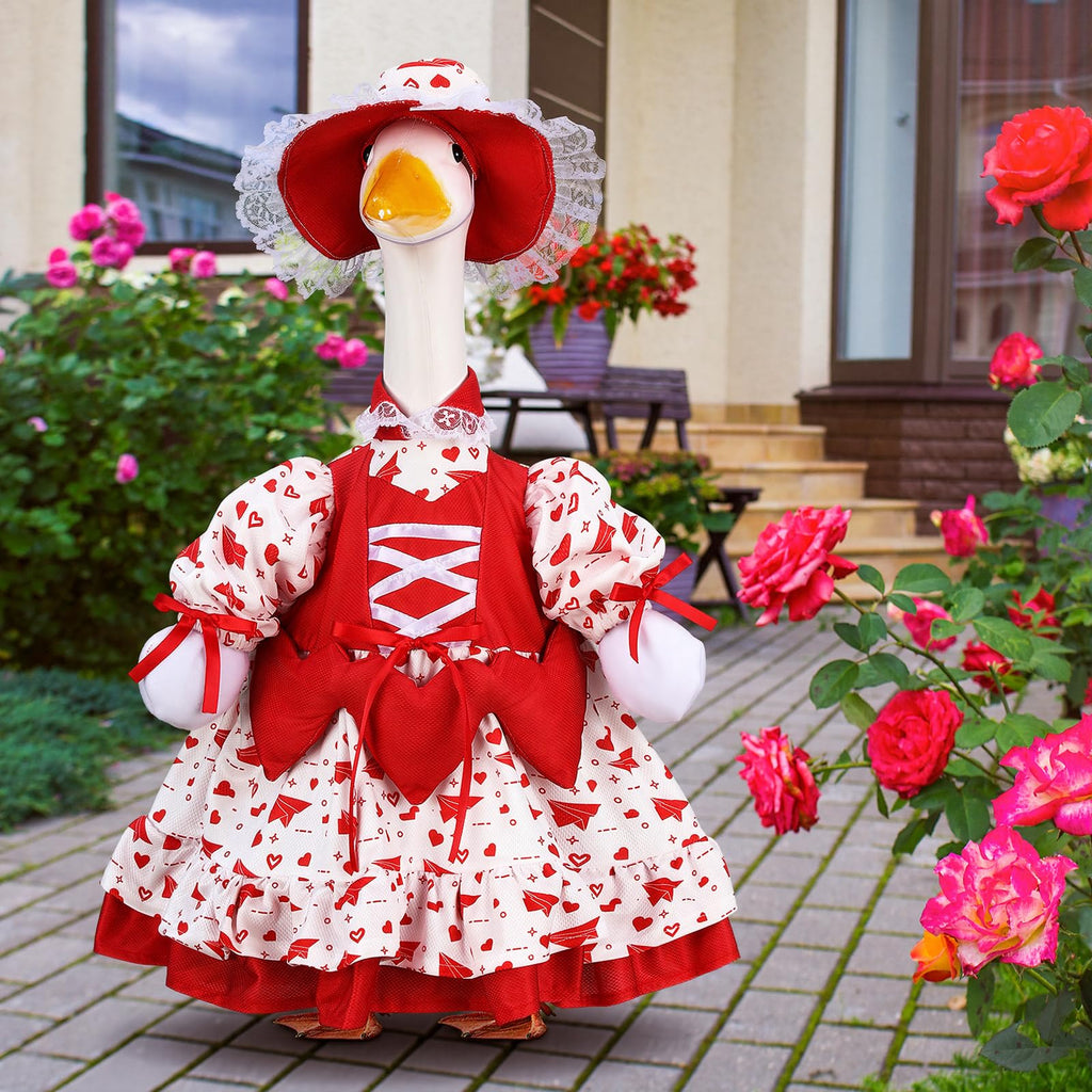 Suzile Fall Maple Porch Goose Outfit Autumn Goose Clothes for 23 Inch Cement or Plastic Geese Costume for Yard Lawn Outdoor Garden Patio Concrete Duck Statue Dress Thanksgiving Party Holiday Decor