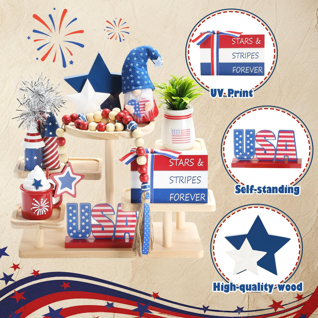 Christmas Decorations 8 PCS Tiered Tray Decor Set, Cute Tabletop Christmas Decor for Home Office Shelf Mantel Coffee Bar Xmas Table Centerpieces Tray Objects Holiday Decoration Set