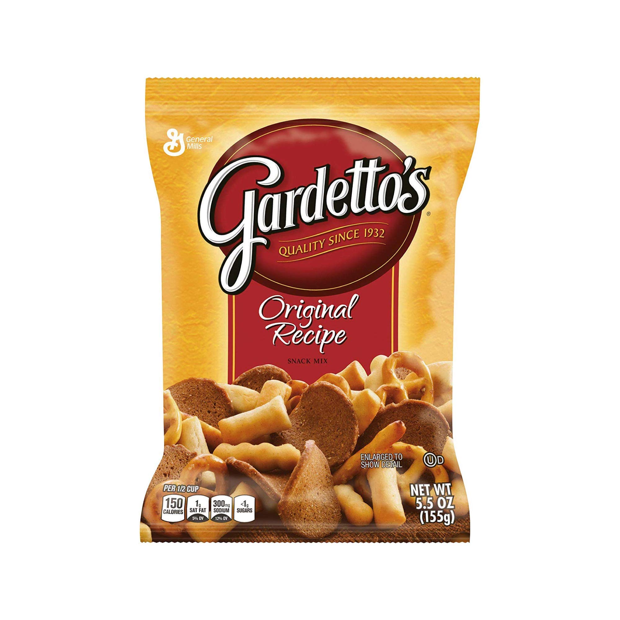 Gardetto's Original Recipe Snack Mix, Crunchy Breadsticks, Pretzels & Roasted Rye Chips, Kosher Snacks Multipack, 10 Single-Serve Bags, Individually Wrapped Party & Family Pack, 17.5 oz Bulk Box