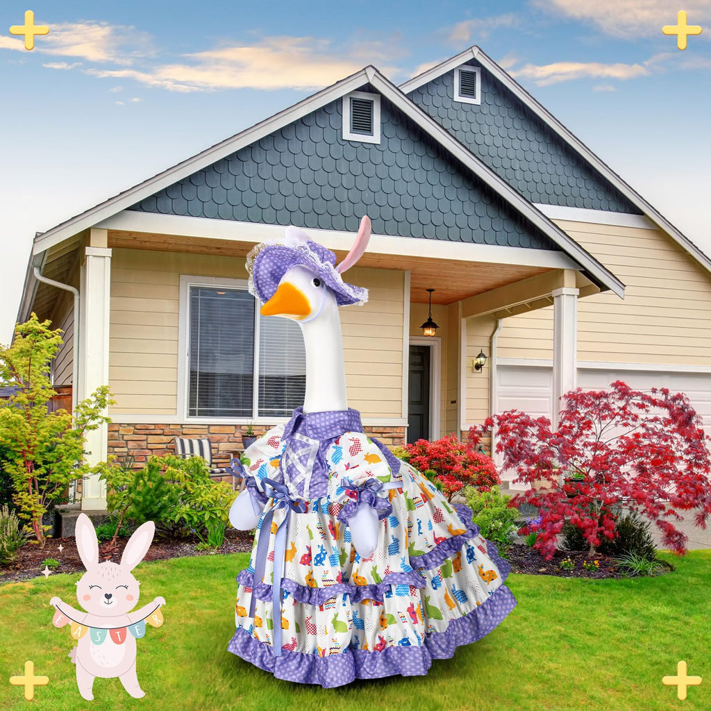 Suzile Fall Maple Porch Goose Outfit Autumn Goose Clothes for 23 Inch Cement or Plastic Geese Costume for Yard Lawn Outdoor Garden Patio Concrete Duck Statue Dress Thanksgiving Party Holiday Decor