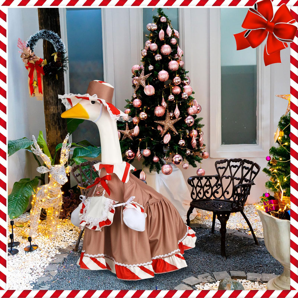 Suzile Fall Maple Porch Goose Outfit Autumn Goose Clothes for 23 Inch Cement or Plastic Geese Costume for Yard Lawn Outdoor Garden Patio Concrete Duck Statue Dress Thanksgiving Party Holiday Decor