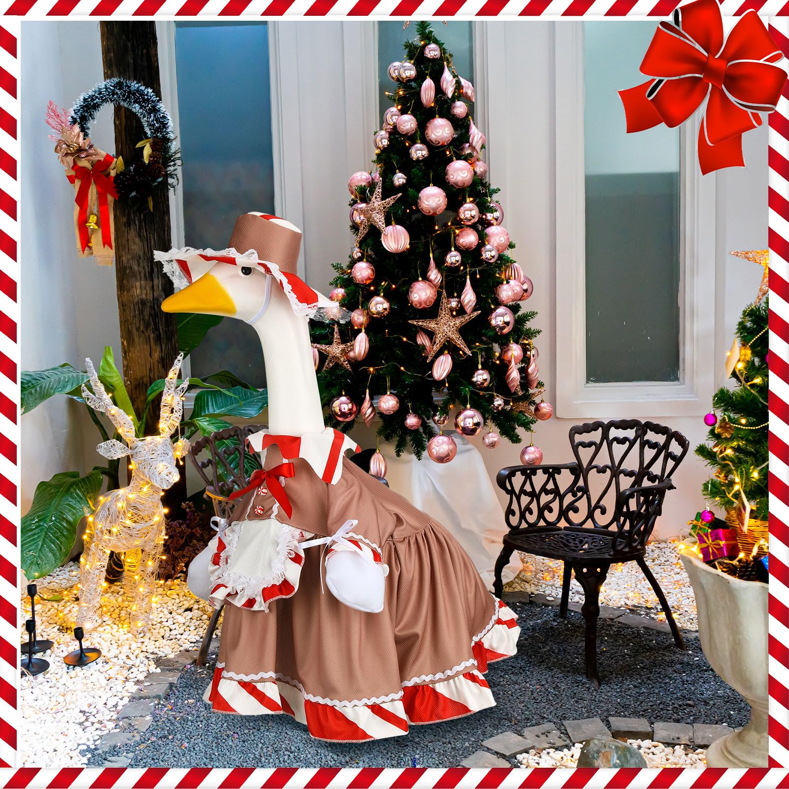 Suzile Fall Maple Porch Goose Outfit Autumn Goose Clothes for 23 Inch Cement or Plastic Geese Costume for Yard Lawn Outdoor Garden Patio Concrete Duck Statue Dress Thanksgiving Party Holiday Decor