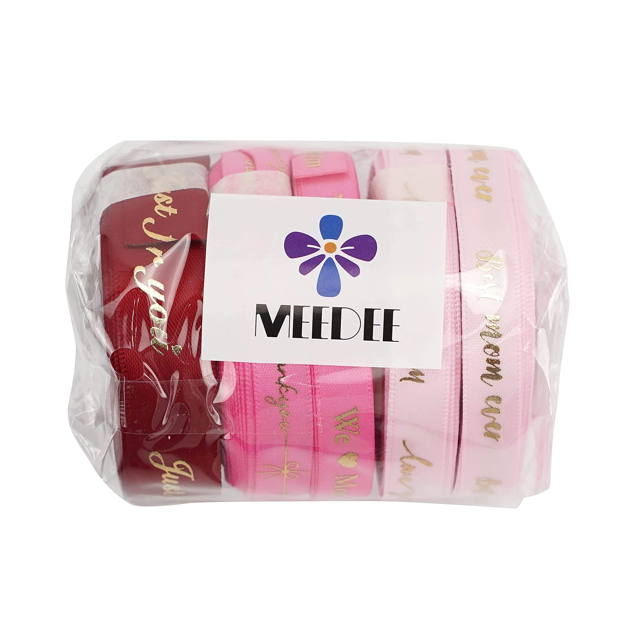 MEEDEE 3/8 Inch Satin Ribbon Set – 10 Rolls Rainbow Double Face Ribbon for Gift Wrapping, 5 Yards Each (Total 50 Yards), Decorative Ribbon for Presents & Party Favors