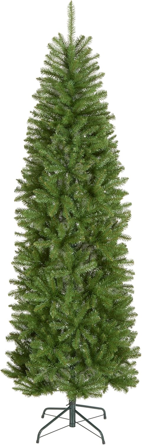 National Tree Company 7 ft Unlit Kingswood Fir Slim Artificial Christmas Tree, 892 Tips, Includes Stand, Green