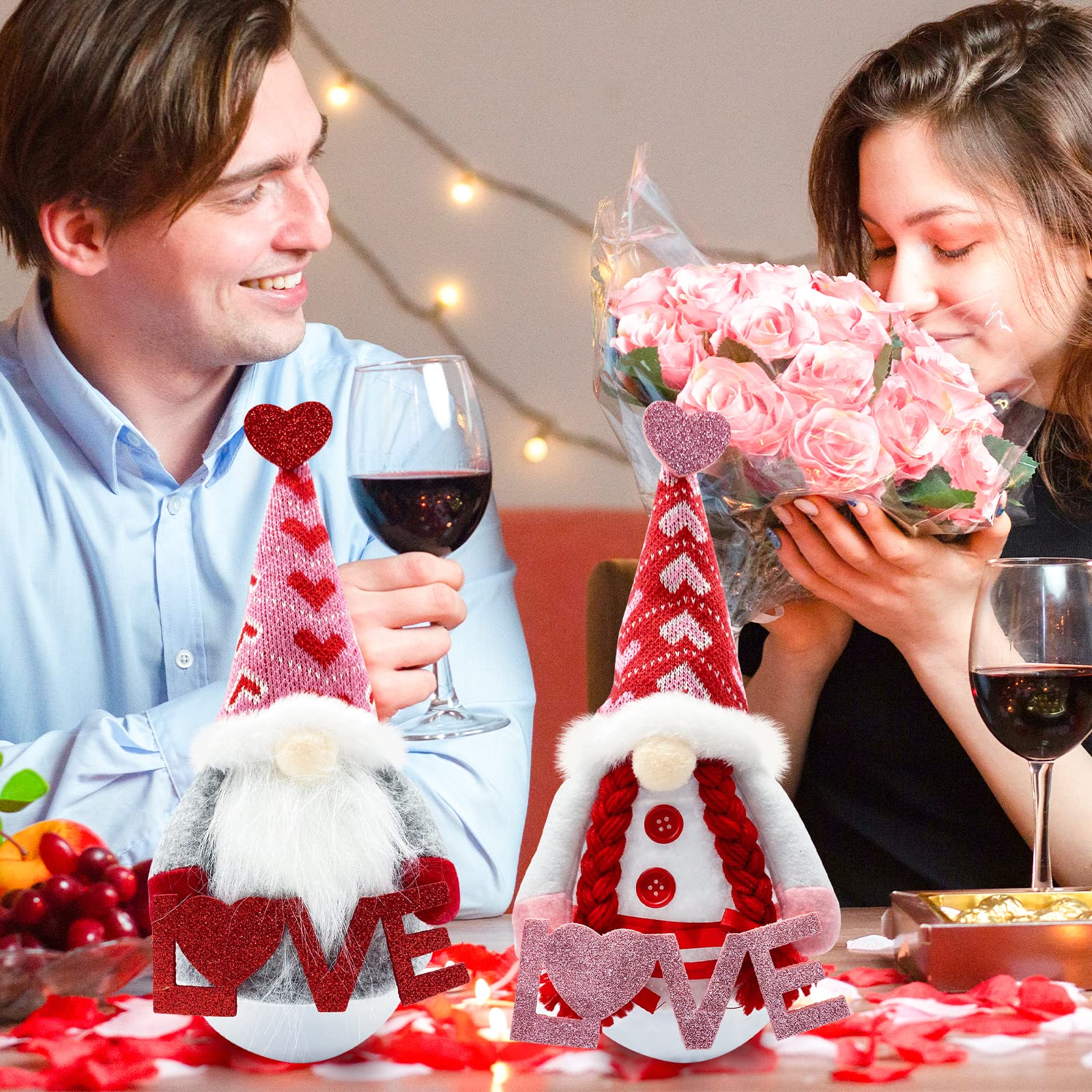 Valentines Day Decor - Valentines Day Decorations - Valentine Couple Gnomes Decorations for Home, Office - Valentine's Gifts for Her, Wife, Women, Girlfriend - Romantic Anniversary Vday Wedding Gift