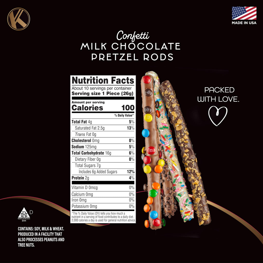 KREMERY Creamy Chocolate Cravings - Fathers Day Treats, Gift For Dad, Chocolate Covered Pretzel Rods Gift Basket with Candied Toppings (8 Pretzels) Sweet Treats in Clear Tube Kosher