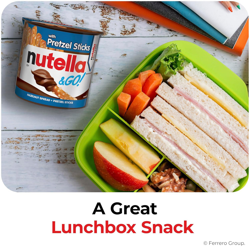 Nutella & GO! Chocolate Hazelnut Spread with Cocoa + Pretzel Sticks, 24 Snack Packs, 1.9 oz Each