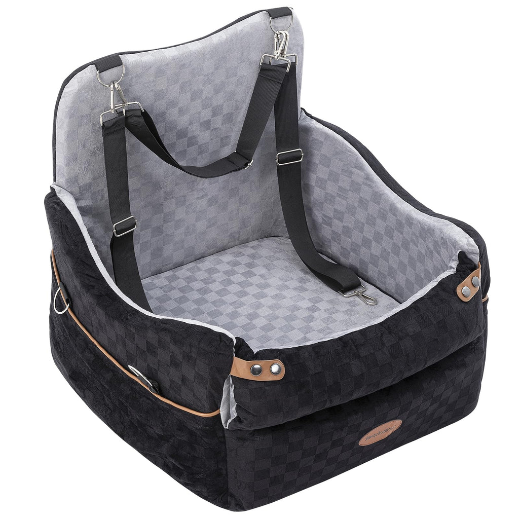 WOOCHPET Dog Car Seat for Small Pets Sturdy Puppy Booster Bed with Elevated Window View Washable Travel Carrier up to 35 Lbs