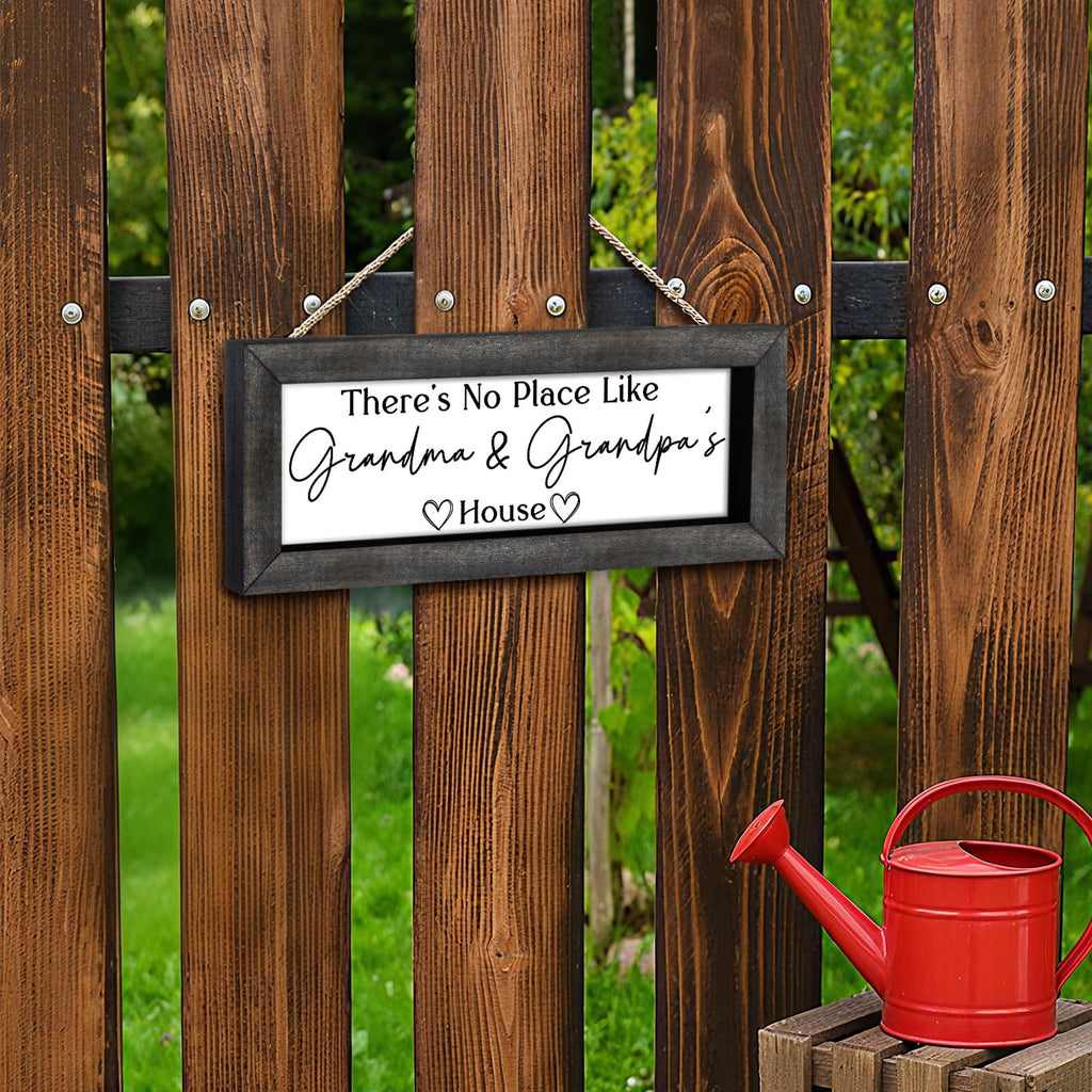 Yousoontic Grandparents Gift from Grandkids There's No Place Like Grandma & Grandpa's House Wooden Sign Farmhouse Home Decor for Birthday Christmas Thanksgiving Gift(Dark Brown,11.8 Inch)