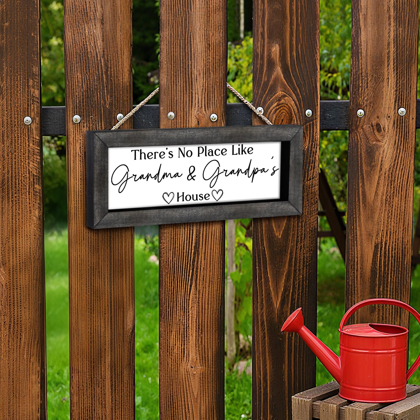 Yousoontic Grandparents Gift from Grandkids There's No Place Like Grandma & Grandpa's House Wooden Sign Farmhouse Home Decor for Birthday Christmas Thanksgiving Gift(Dark Brown,11.8 Inch)