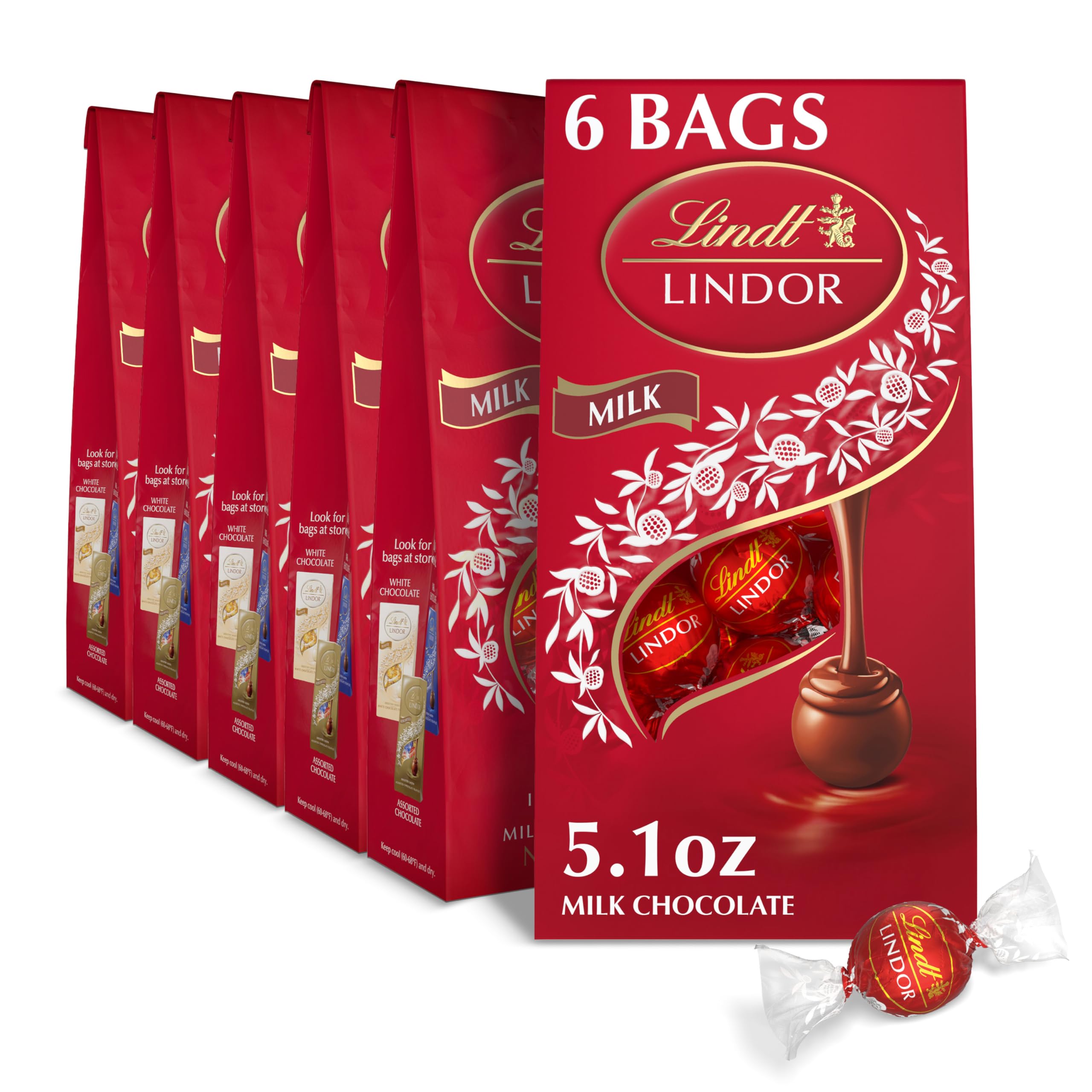 Lindt LINDOR Holiday Snickerdoodle White Chocolate Candy Truffles with Smooth, Melting Truffle Center, 8.5 oz. Bag
