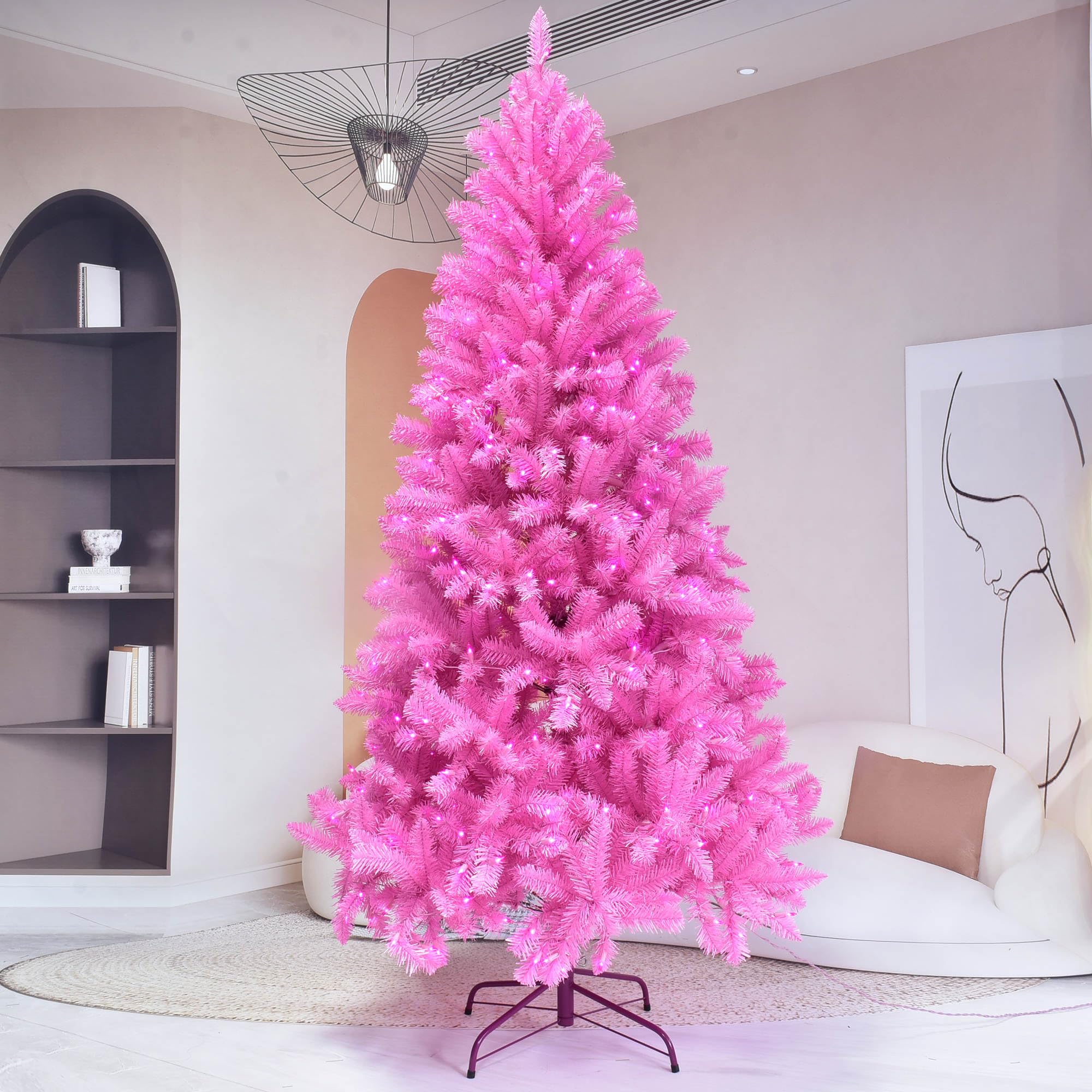 6.5ft Pre-lit Artificial Blue Christmas Tree with 300 LED Blue UL Listed String Lights (Blue)