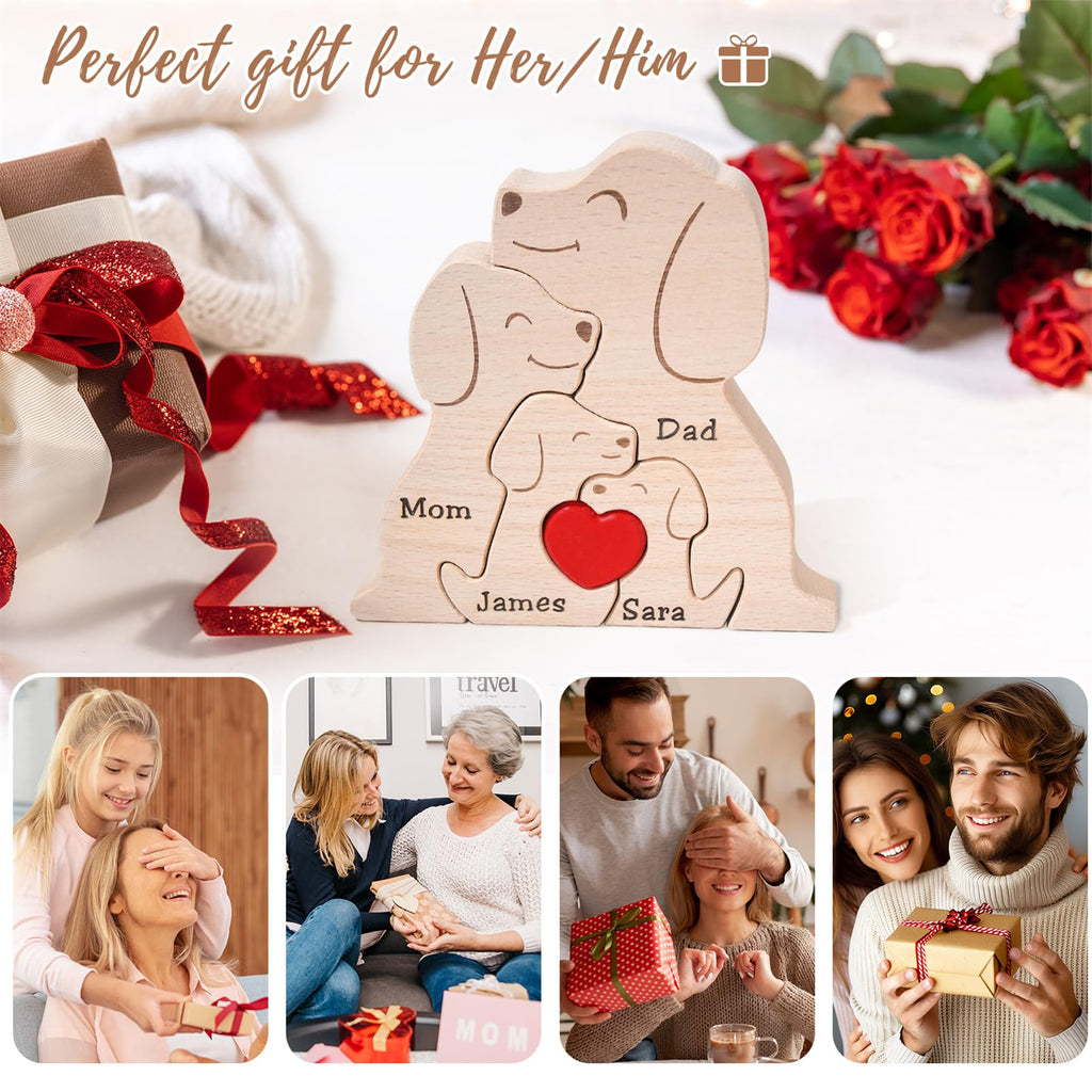 Personalized Family Name Puzzle with 2-8 Names Custom Wooden Bear Puzzle with Names Customized Wooden Puzzle Gifts for Christmas (Bear)