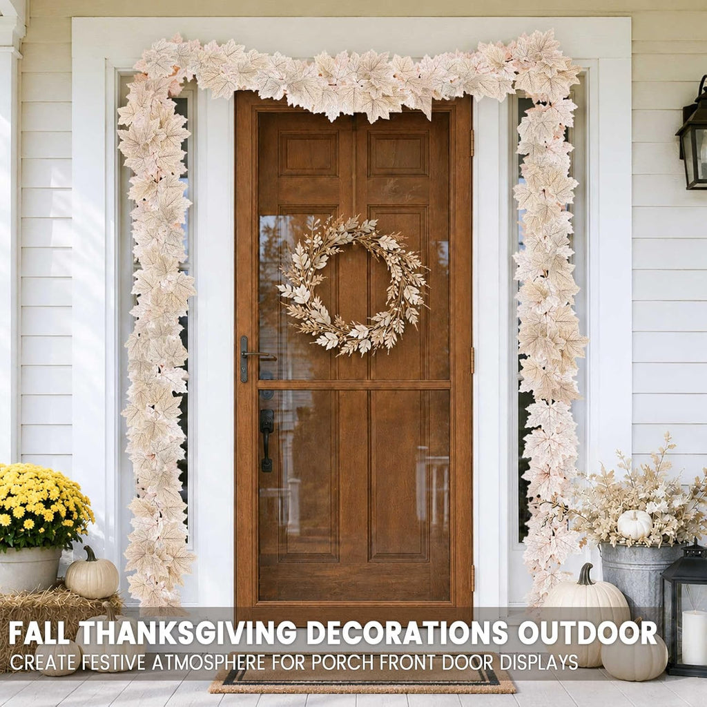 2 Pack Fall Decor Fall Garland with Lights Fall Decorations for Home, Lighted Maples Leaves Garland Total 13Ft 40LED Battery Operated Halloween Thanksgiving Christmas Decor Home Mantel Indoor Outdoor