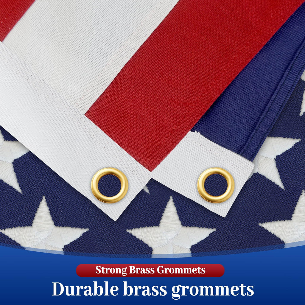 American Flag Durable Nylon 3x5 Ft Outdoor Heavy Duty,100% Nylon fabric made in the USA ,Longest Lasting Non Fading American Flags for Outside 3x5,Waterproof Embroidered American Flag, All Weather US Flags Use Outdoor High Wind,Tear Proof America Flag Sew