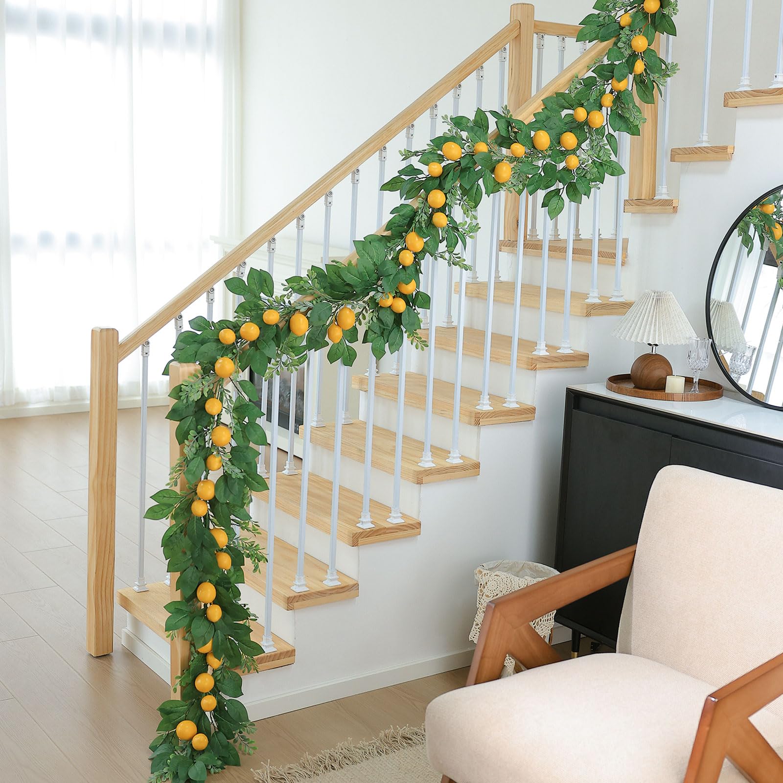 Mizii Artificial Sunflower Garland 6FT Fake Silk Sunflowers Flower Garland Autumn Hanging Vines Decorations for Kitchen Table Centerpieces Room Wall Party Wedding Birthday Fall Decor (Orange)