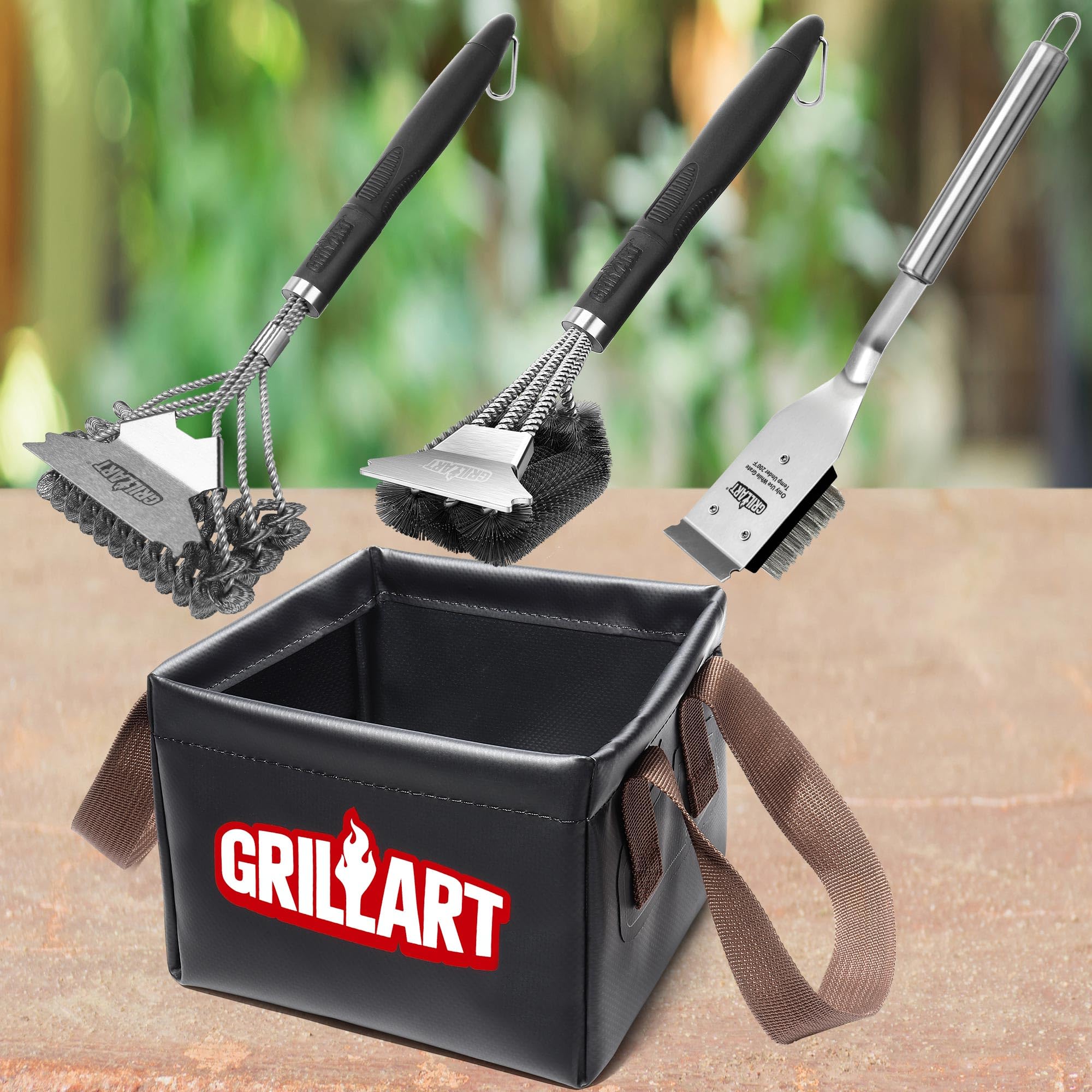 GRILLART Grill Brush Bristle Free, SteamWizards [Safe & Efficient] Grill Cleaner Brush for All Grill Grates, Replaceable Pad BBQ Grill Brush for Outdoor Grill, Grill Accessories, Gifts for Men/Dad