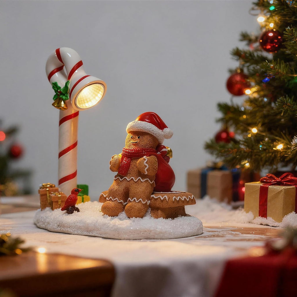 Christmas Gingerbread Man Decorations Indoor Home Decor Christmas Gingerbread Man Figurines Winter for Table Top Centerpiece Fireplace Decor Cute Decoration Gift（GB）