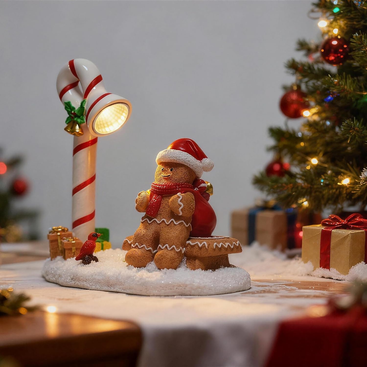 Christmas Gingerbread Man Decorations Indoor Home Decor Christmas Gingerbread Man Figurines Winter for Table Top Centerpiece Fireplace Decor Cute Decoration Gift（GB）