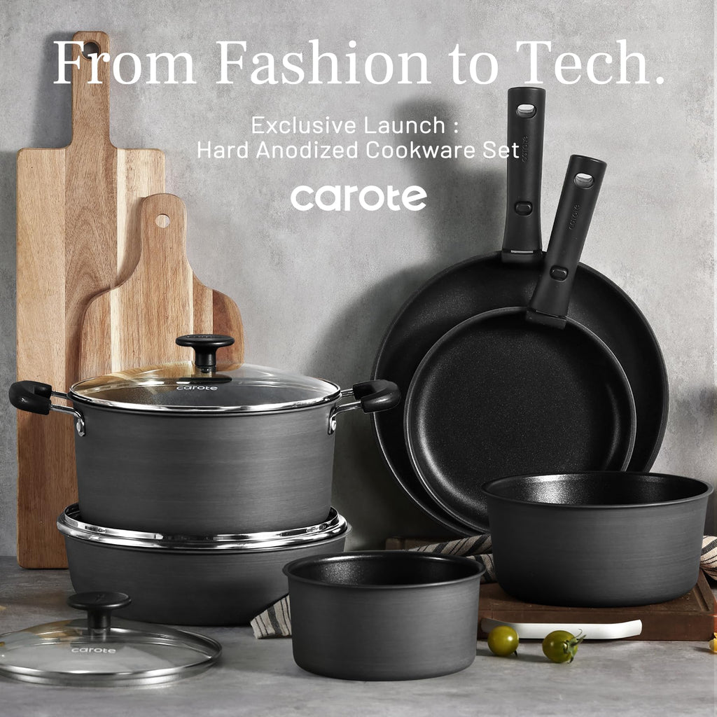 CAROTE 19pcs Pots and Pans Set, Nonstick Cookware Set Detachable Handle, Induction Kitchen Cookware Sets Non Stick with Removable Handle, RV Cookware Set, Oven Safe