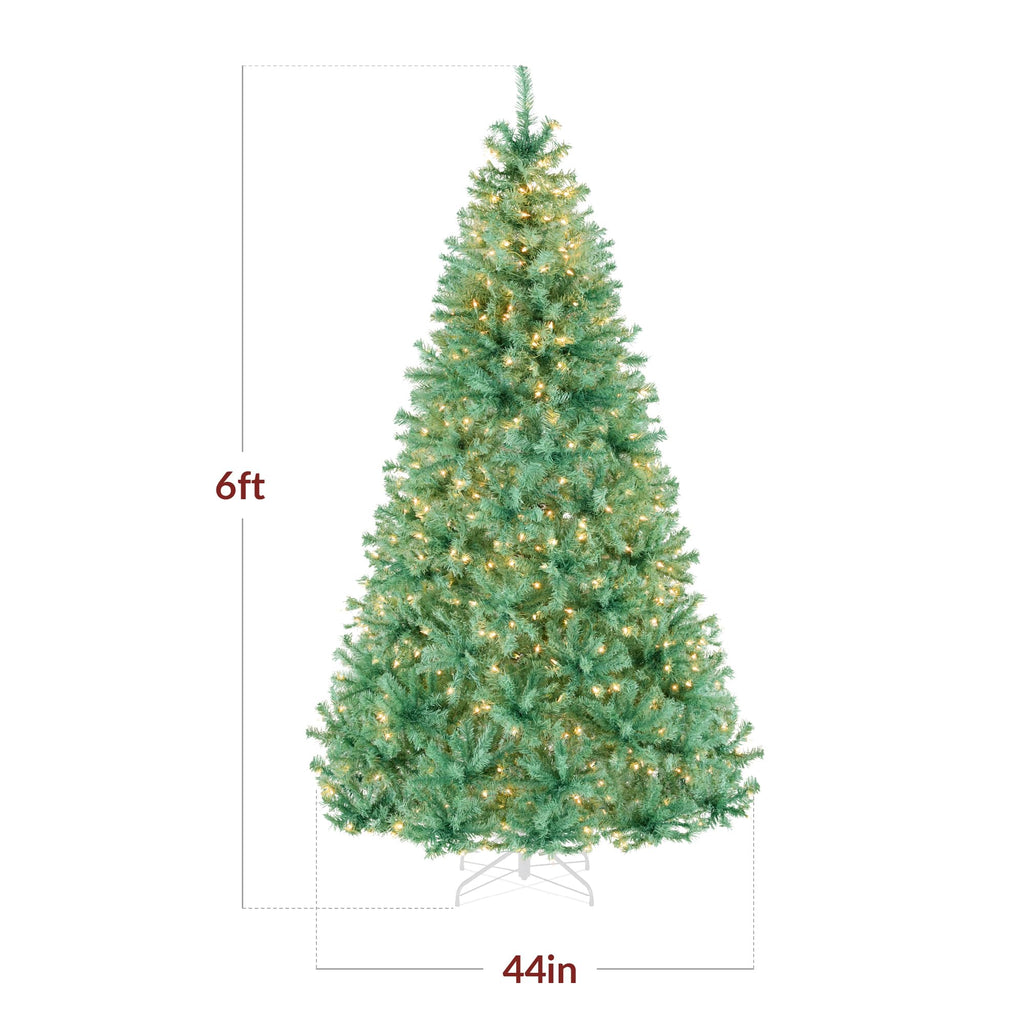Best Choice Products White Christmas Tree 6ft Pre-Lit Artificial Pine Tree Premium Holiday Decoration w/Warm White Lights, Stand, Easy Assembly