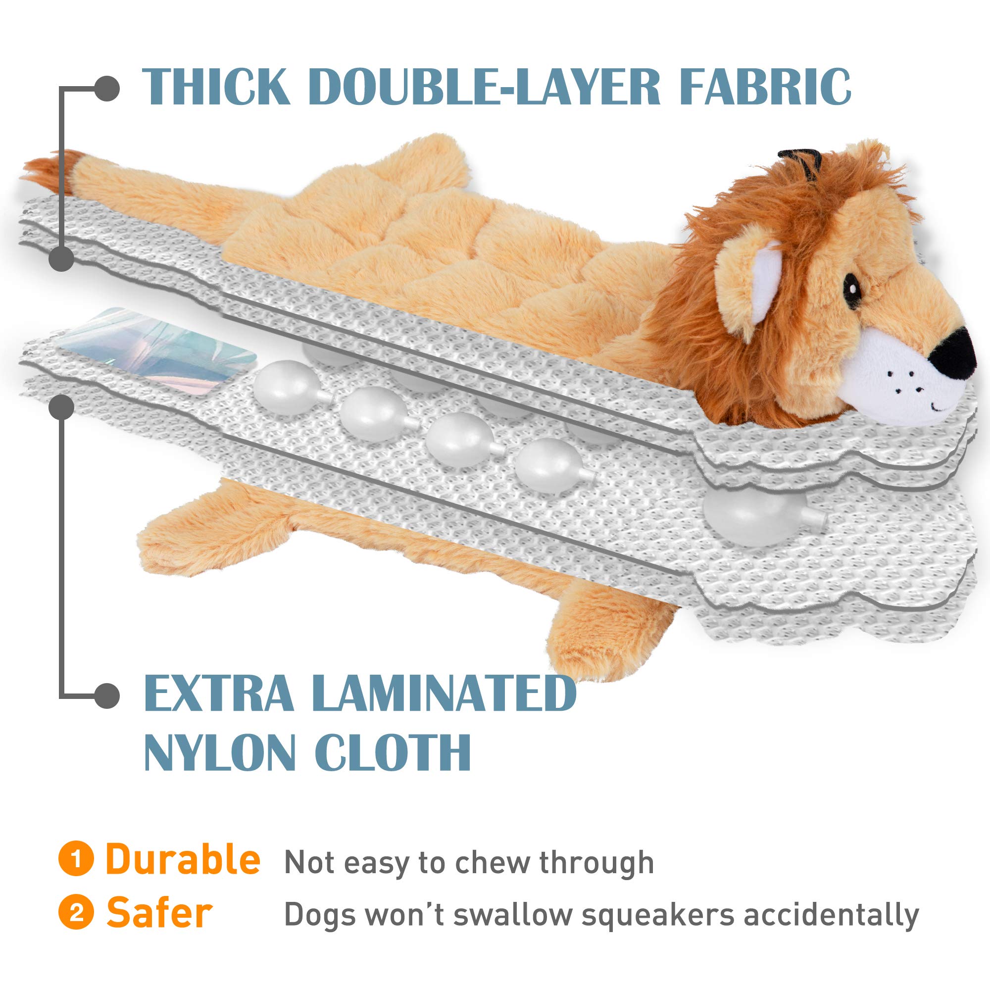Nocciola Dog Squeaky Toys, 5 PCS Crinkle Plush Dog Toys, No Stuffing Dog Toys for Small Medium Large Dogs, Stuffless Puppy Toys for Boredom