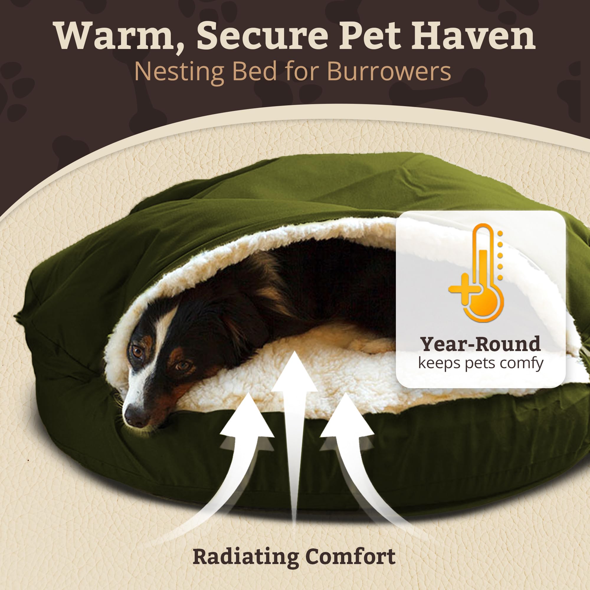 Snoozer Cozy Cave Dog Bed - Indoor Dog Bed with Cover Cave, Covered Calming Burrow for Small Sized Pets with Blanket Attached, Enclosed, Removable Washable Cover - Small, Navy