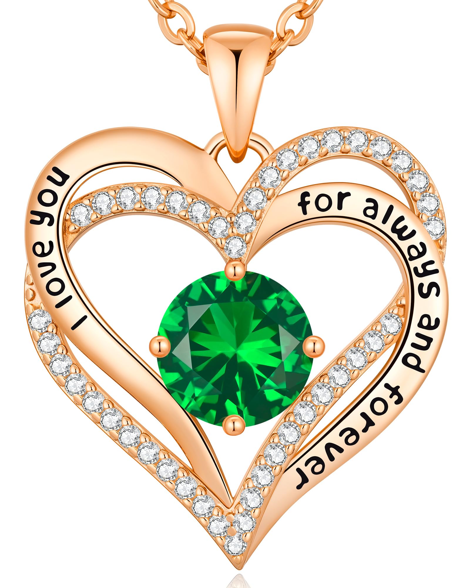 CDE Forever Love Heart Necklaces for Women, Wedding Anniversary, Valentine's，Birthday Mothers Christmas Day Gifts for Mom, Mother, Wife, S925 Silver Jewelry with Birthstone Pendant