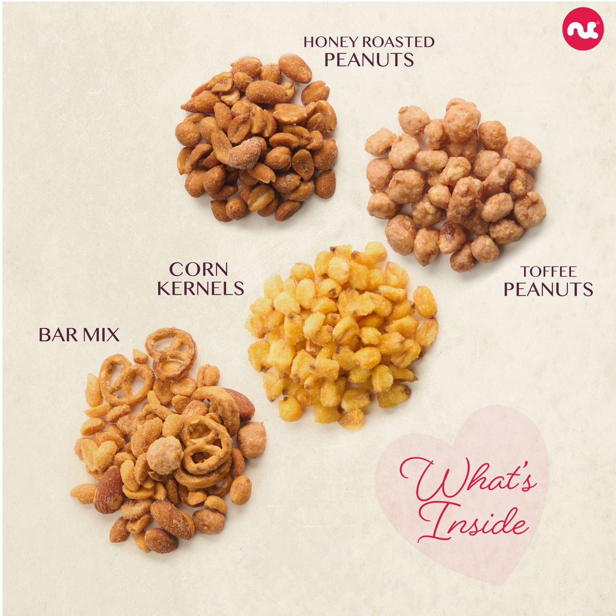NUT CRAVINGS - Fathers Day Treats, Gift For Dad, Mixed Nuts Heart Shaped Gift Basket, Love in A Box (6 Assortments, 2 LB) Romantic Food Arrangement, Healthy Snack Care Package, Food Assortments