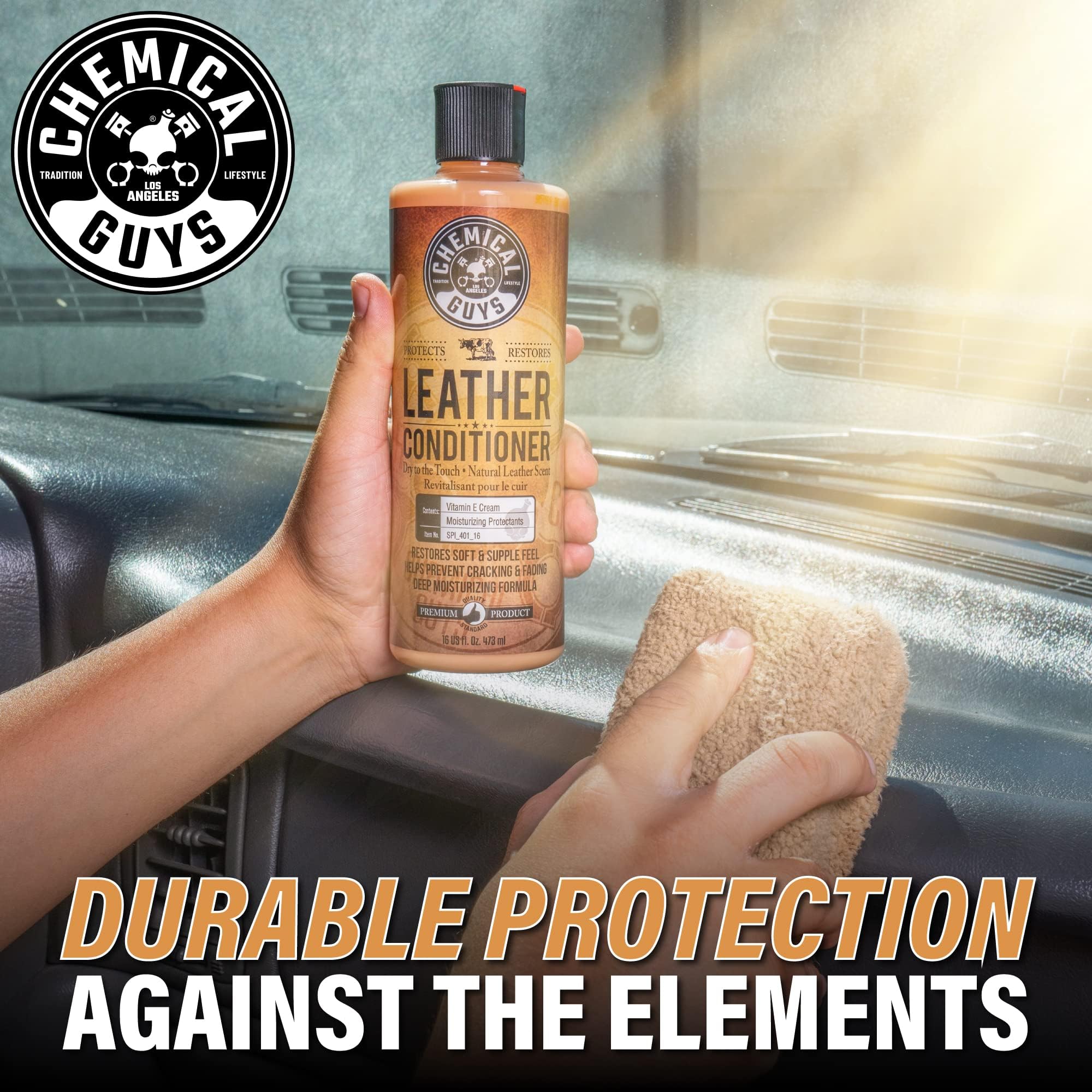 Chemical Guys Leather Cleaner and Conditioner Kit - Car Cleaner and Conditioner, Safely Cleans & Conditions Leather Car Interiors, Furniture, Shoes, Boots, Bags, Apparel & More, 2 Bottles (16 oz Each)