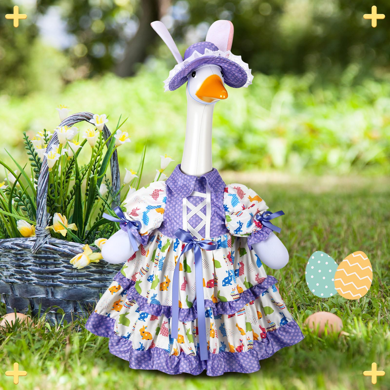 Suzile Fall Maple Porch Goose Outfit Autumn Goose Clothes for 23 Inch Cement or Plastic Geese Costume for Yard Lawn Outdoor Garden Patio Concrete Duck Statue Dress Thanksgiving Party Holiday Decor