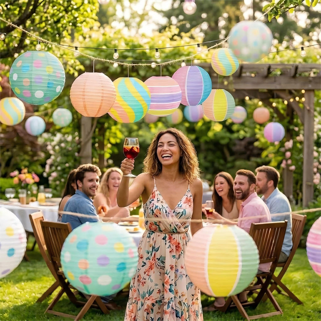 12 PCS Lucky Green Paper Lanterns, 8" Hanging Clover Decorations for Garden Party, Casino Night, The Lucky One Baby Shower, Irish Wedding & Spring Events, St. Patrick's Day