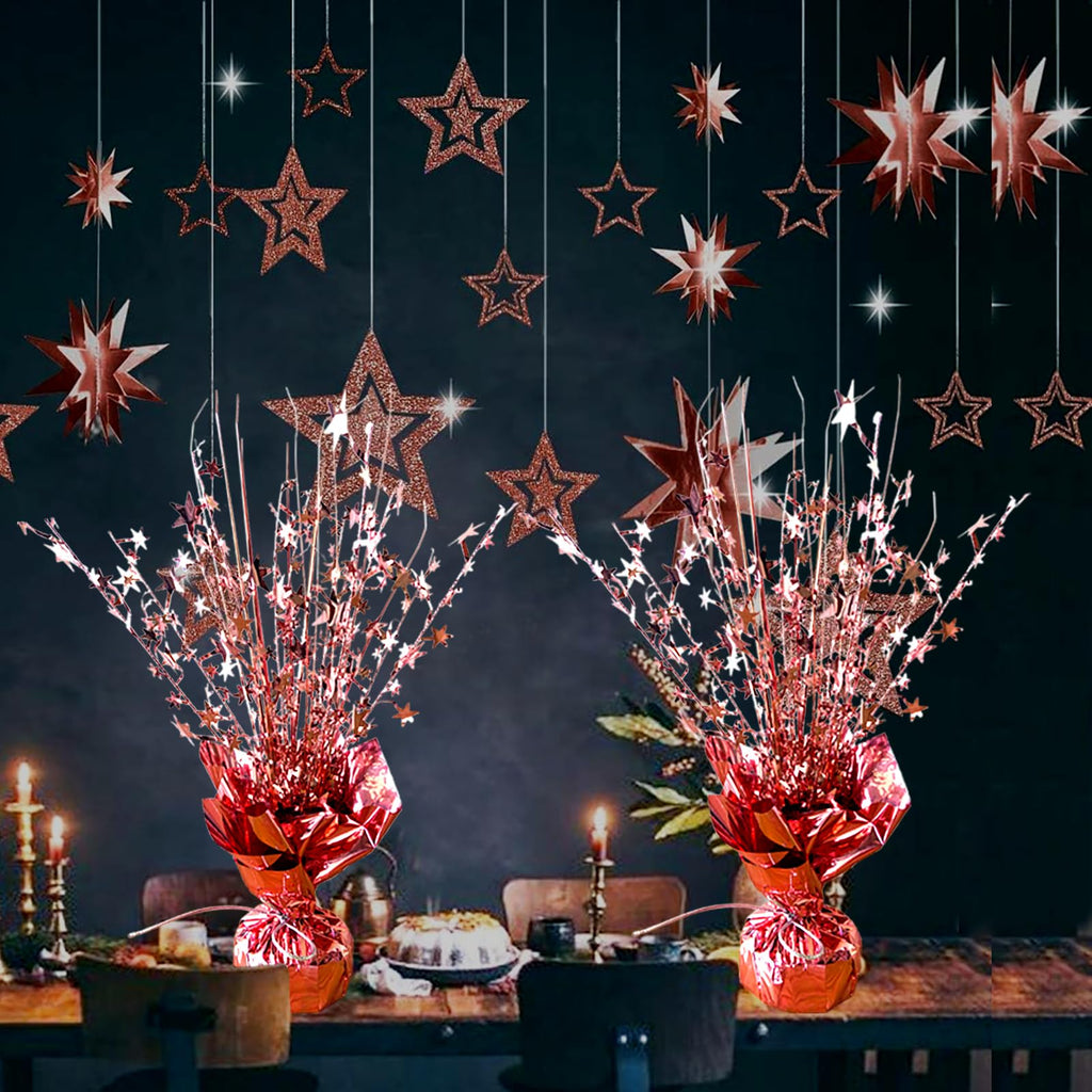 FUBININA 6 Pack Metallic Foil Spray Centerpiece Star Table Decoration Burst Table Centerpieces for Birthday New Years Nye Wedding Anniversary Graduation Holiday Party Supplies Decor, Gold